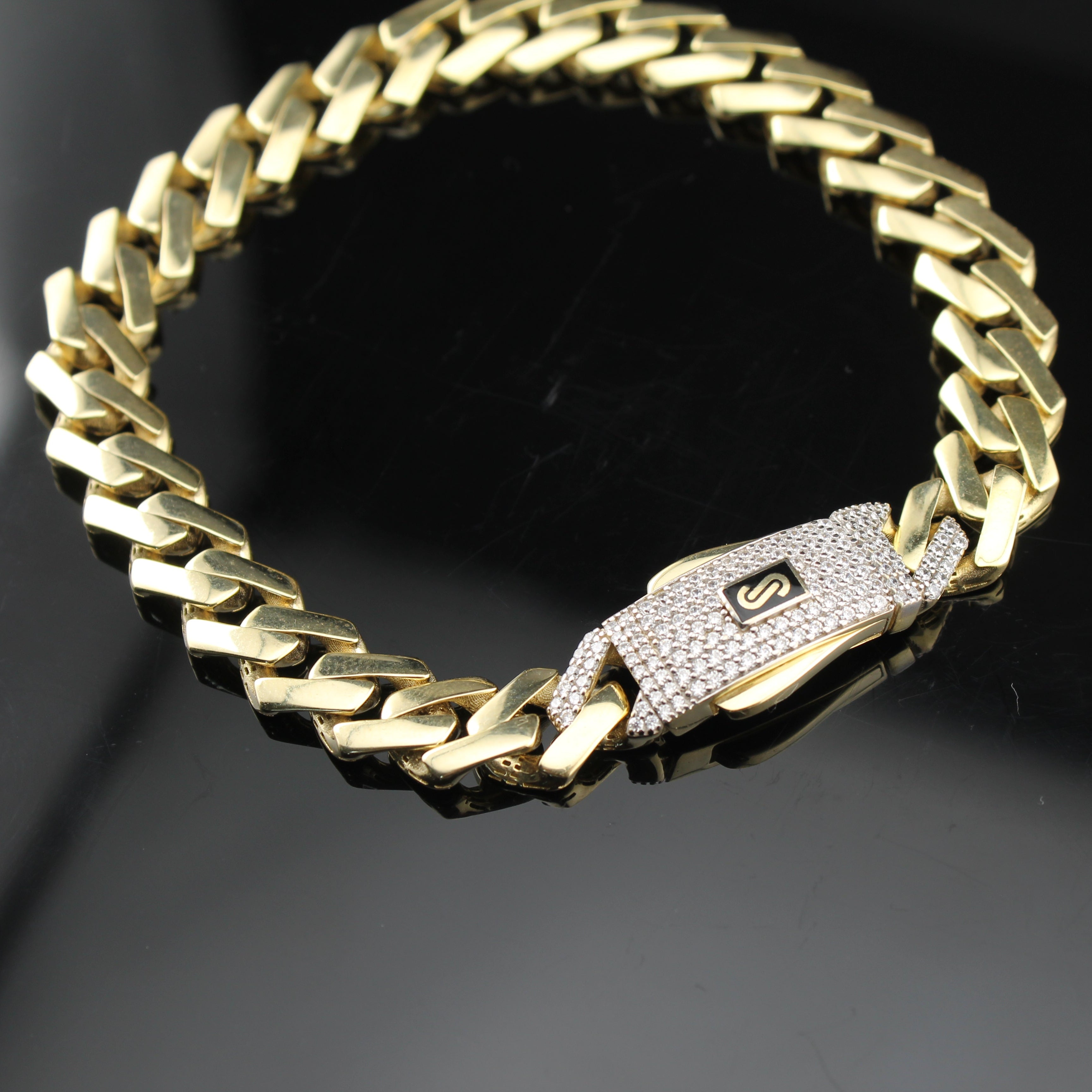 10K Monaco Chain Bracelet 9.5 MM