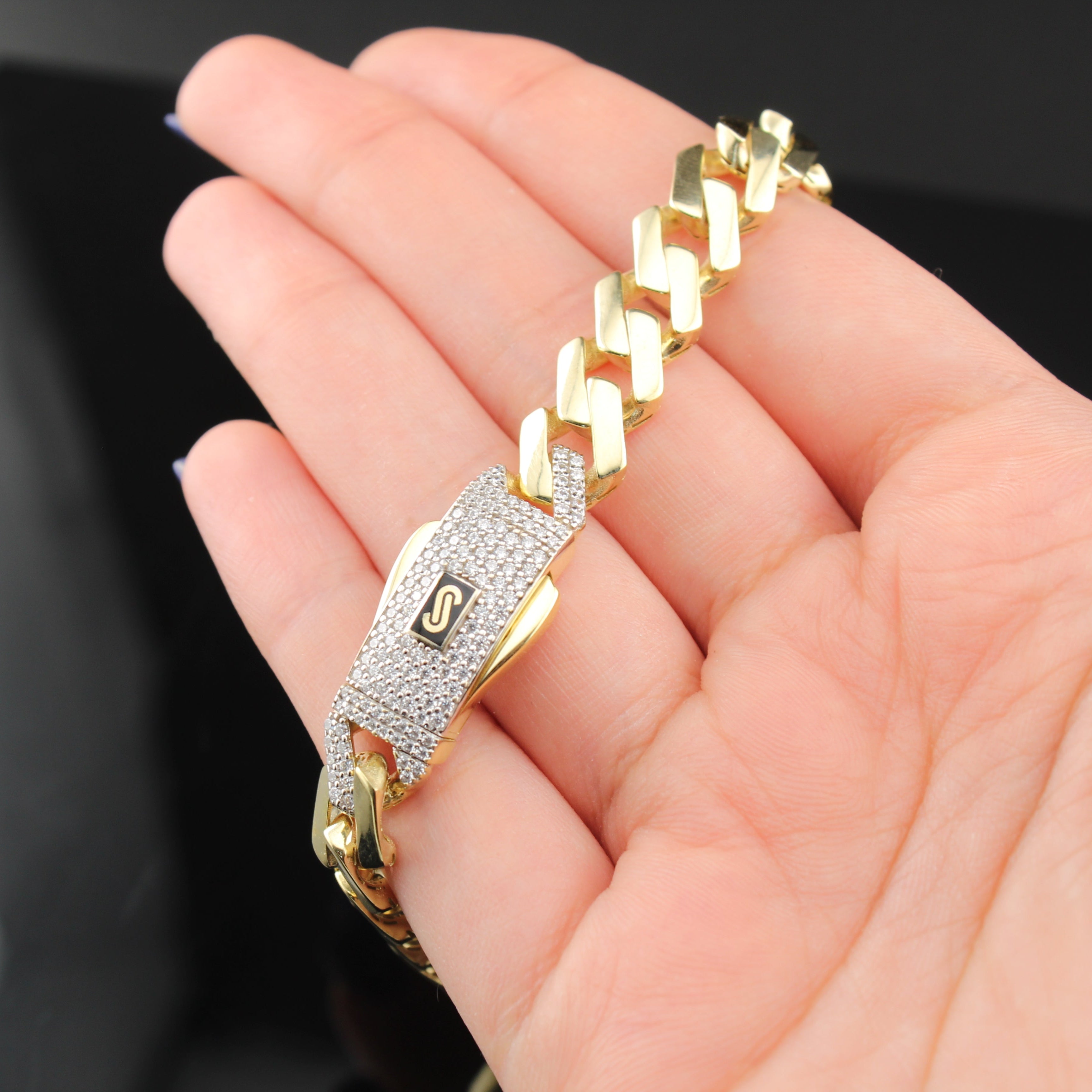 10K Monaco Chain Bracelet 9.5 MM
