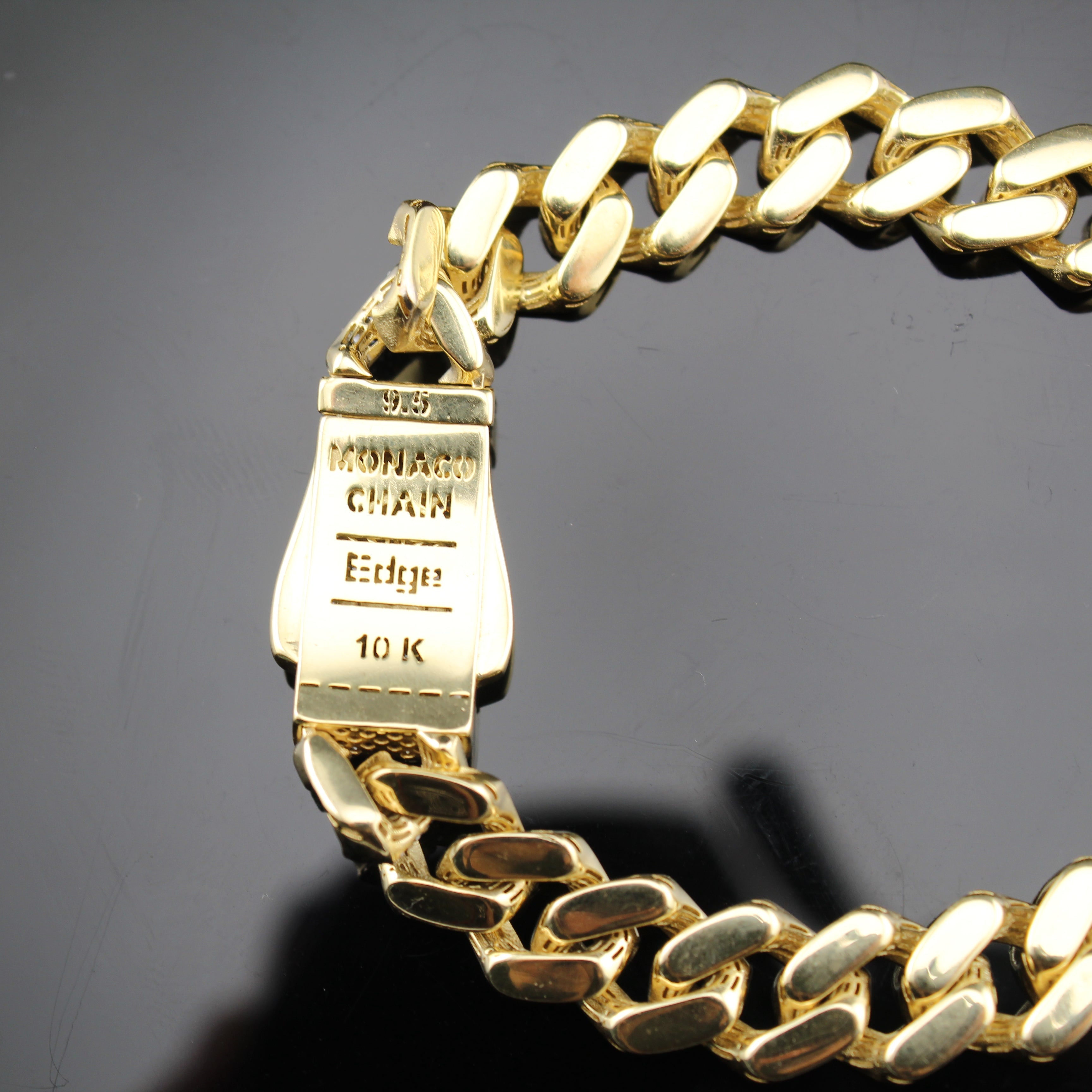 10K Monaco Chain Bracelet 9.5 MM