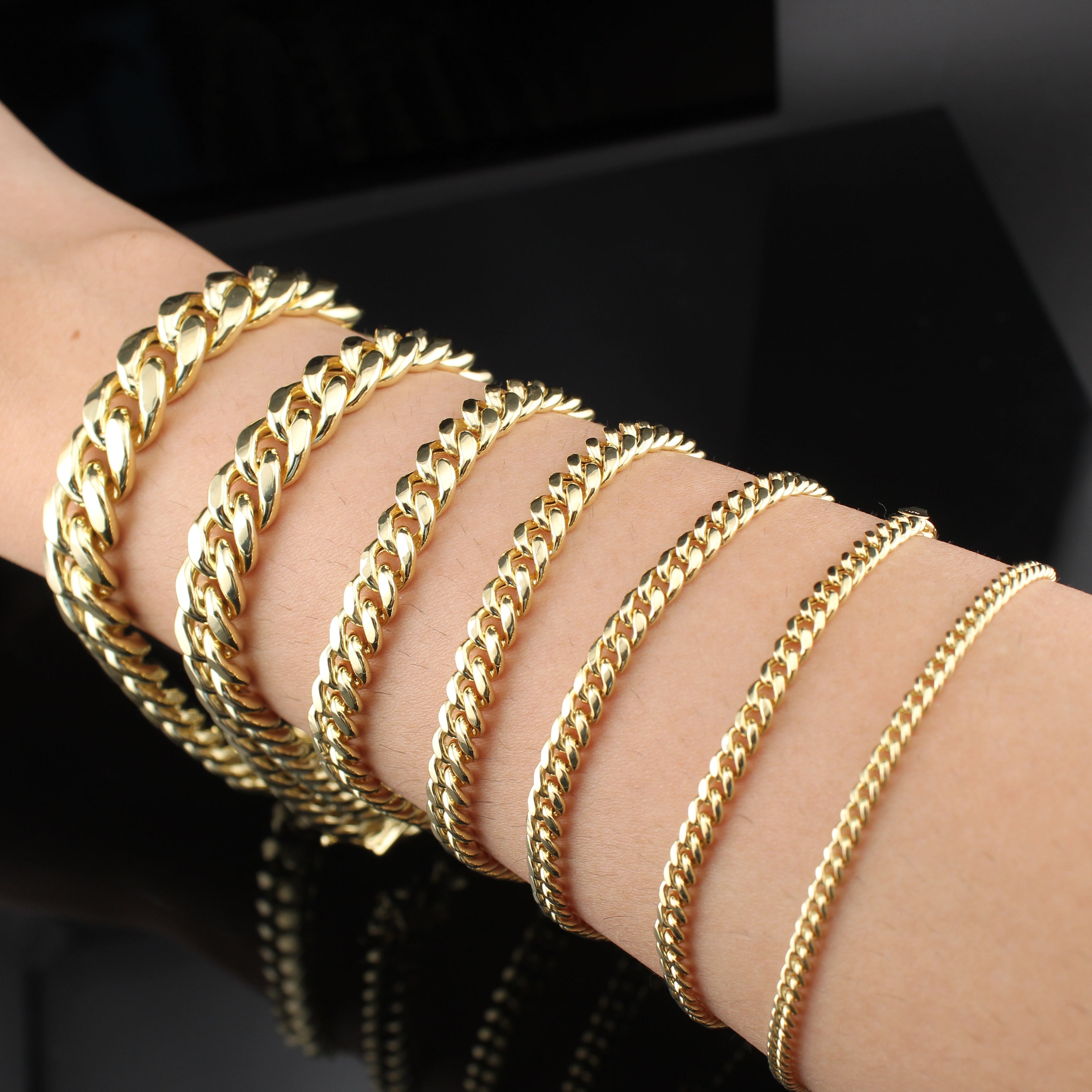 10K Miami Cuban Link Bracelets 3mm-15mm