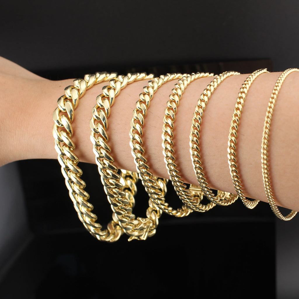 10K Miami Cuban Link Bracelets 3mm-15mm