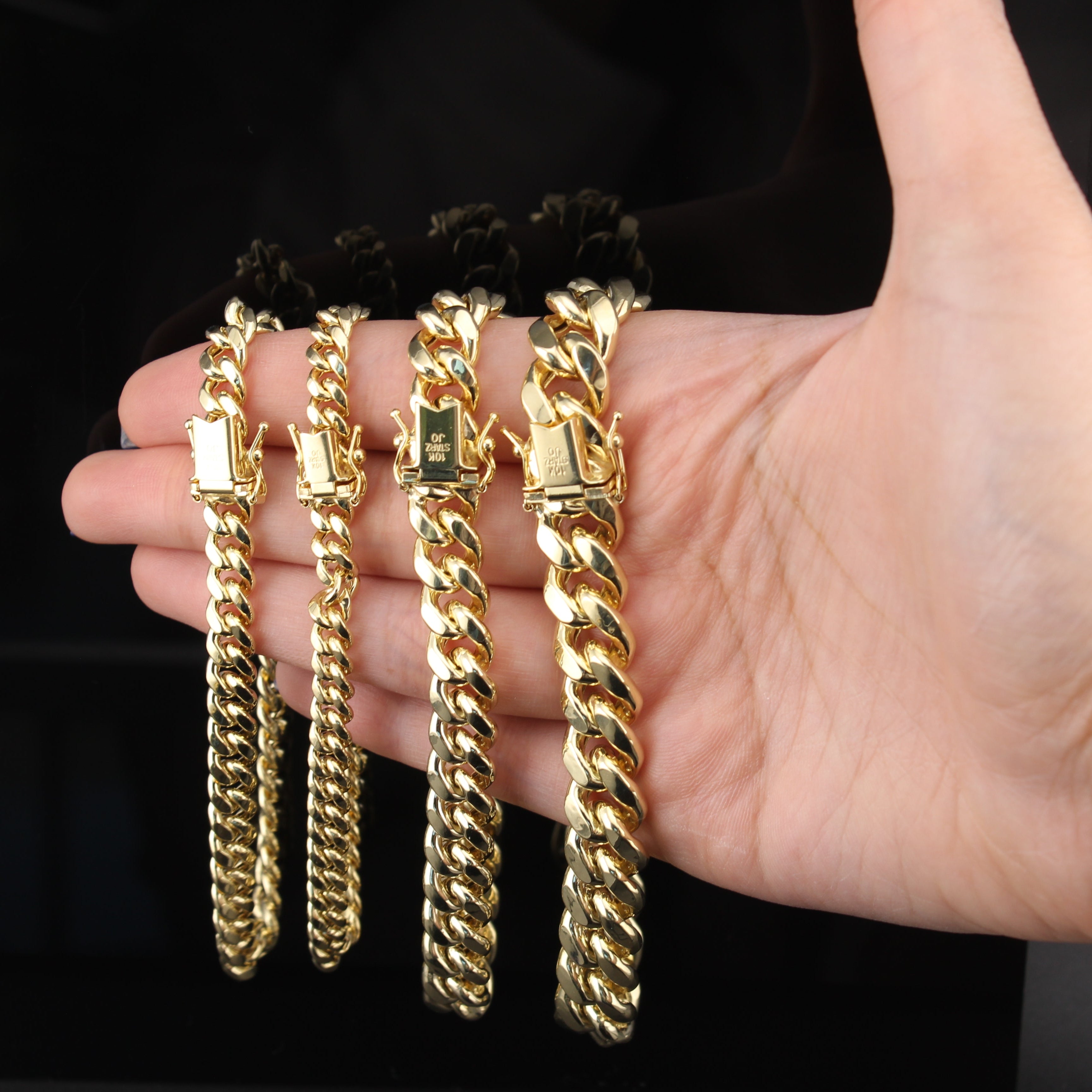 10K Miami Cuban Link Bracelets 3mm-15mm