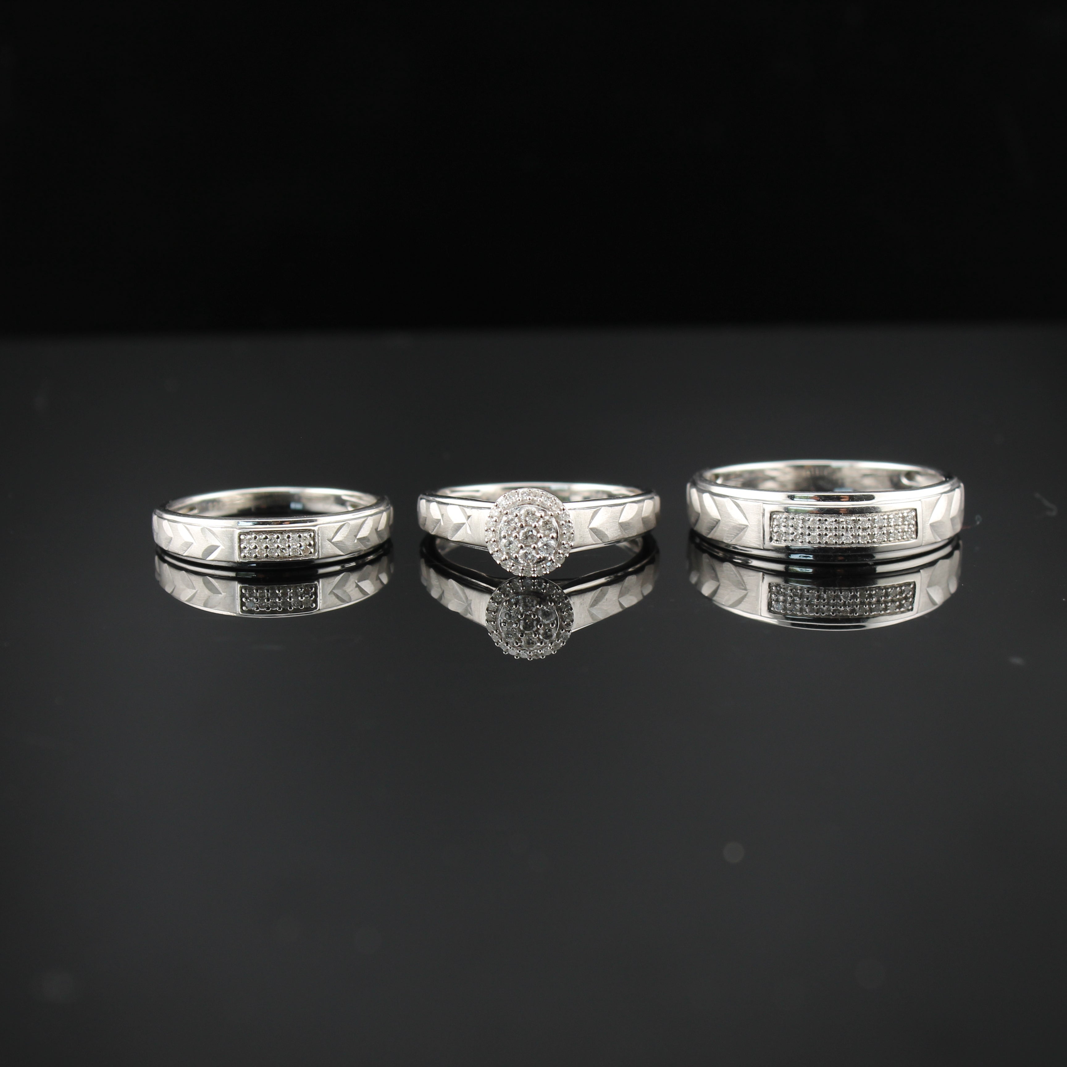Diamond Wedding Rings & Band Set