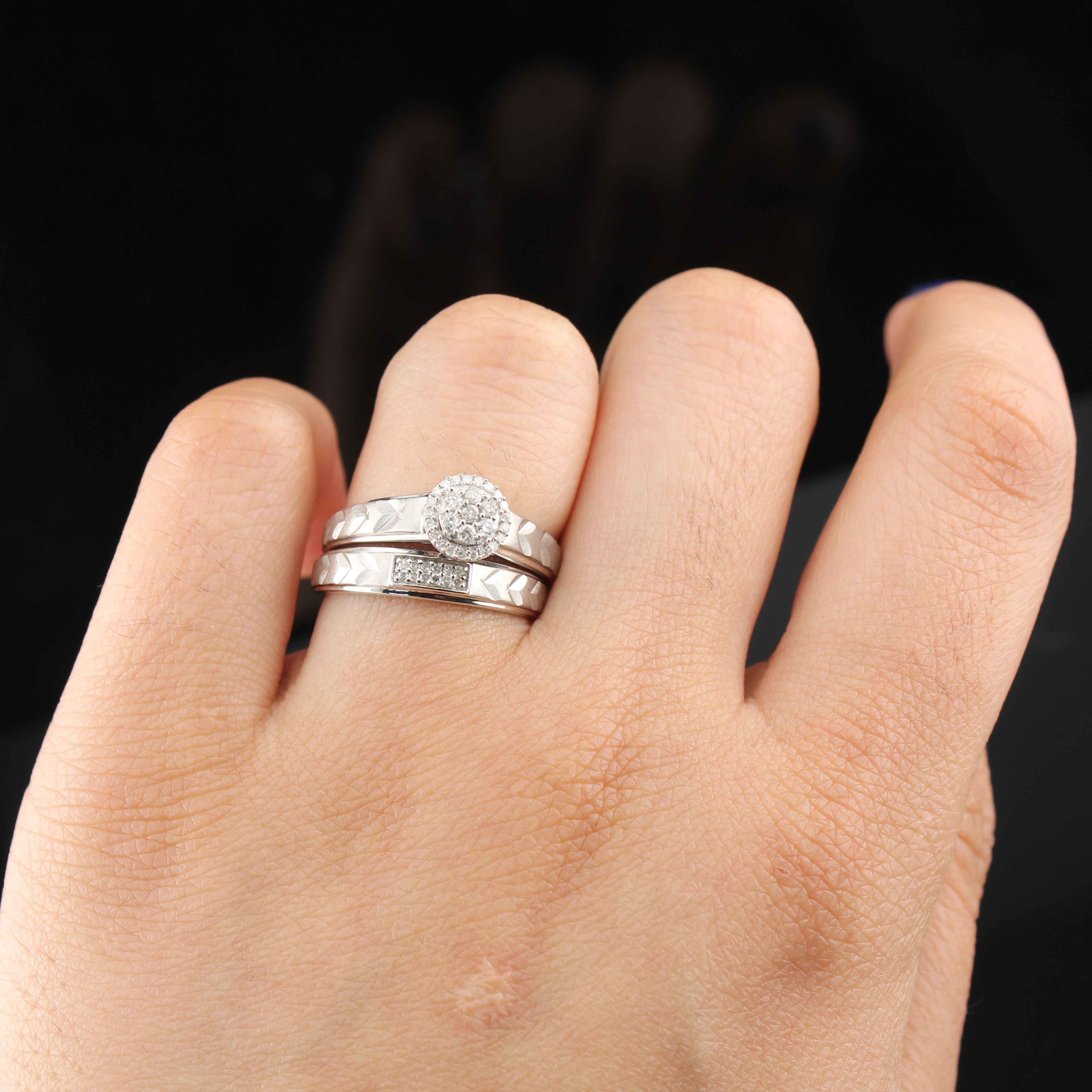 Diamond Wedding Rings & Band Set