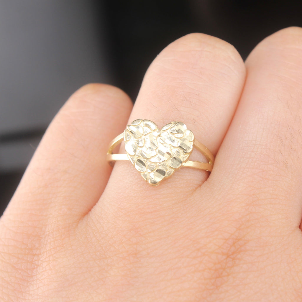 14K Heart Nugget Ring