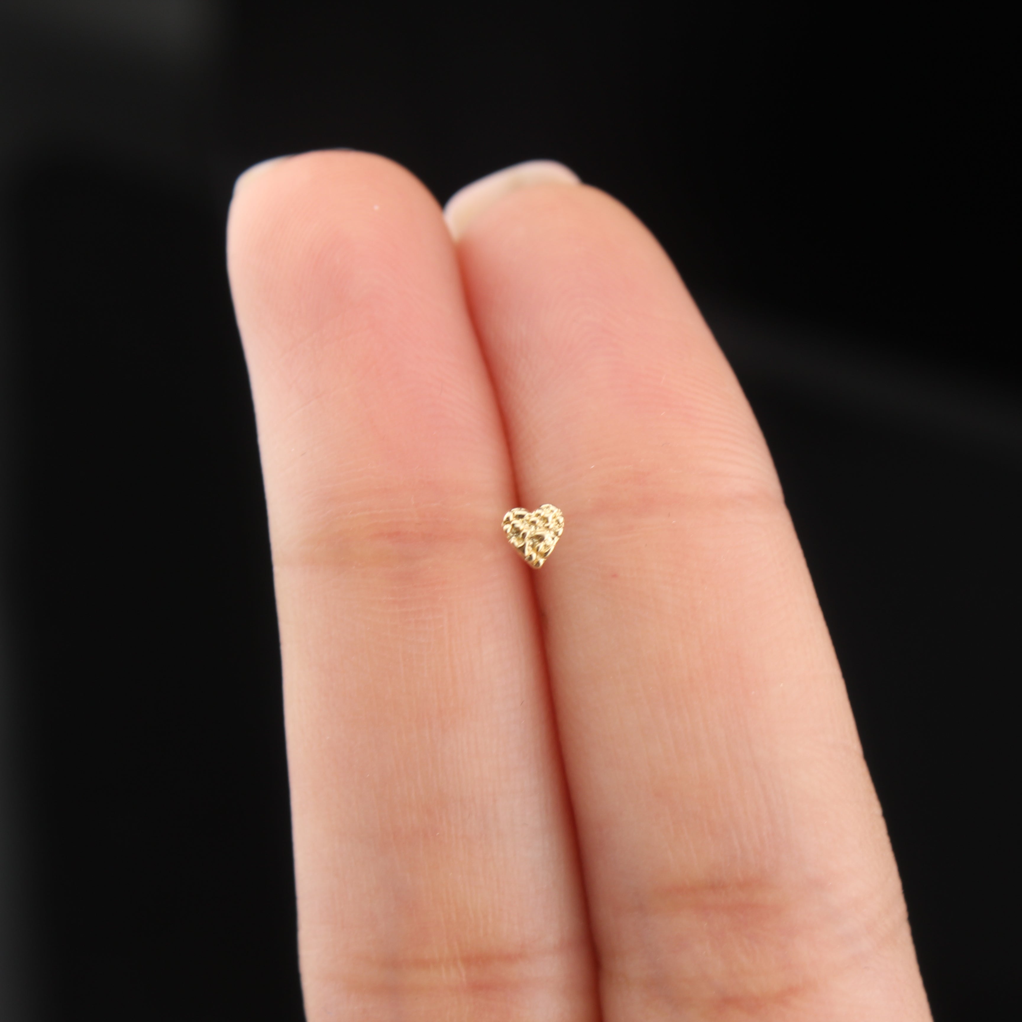14K Heart Nugget Nose Stud