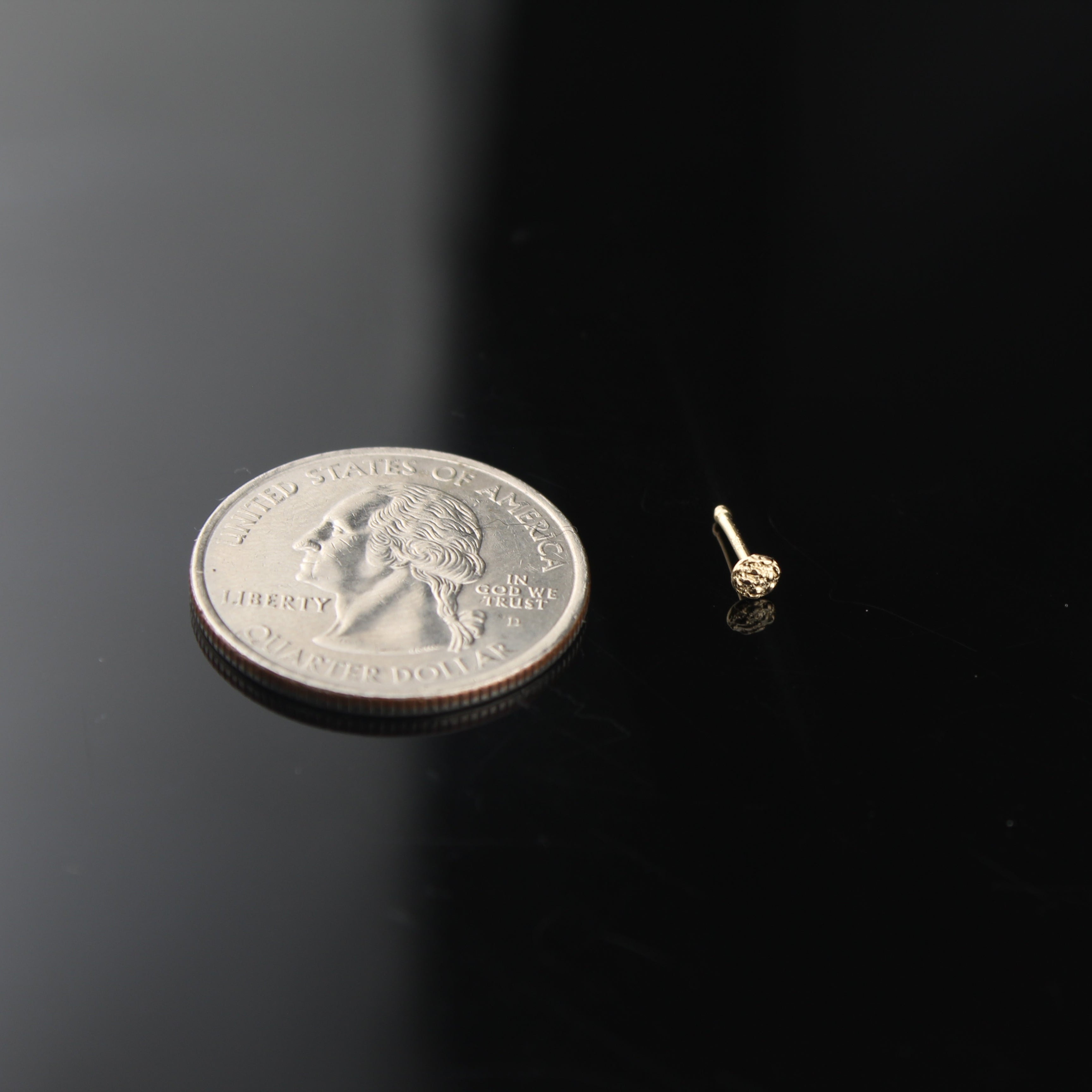 14K Round Nugget Nose Stud