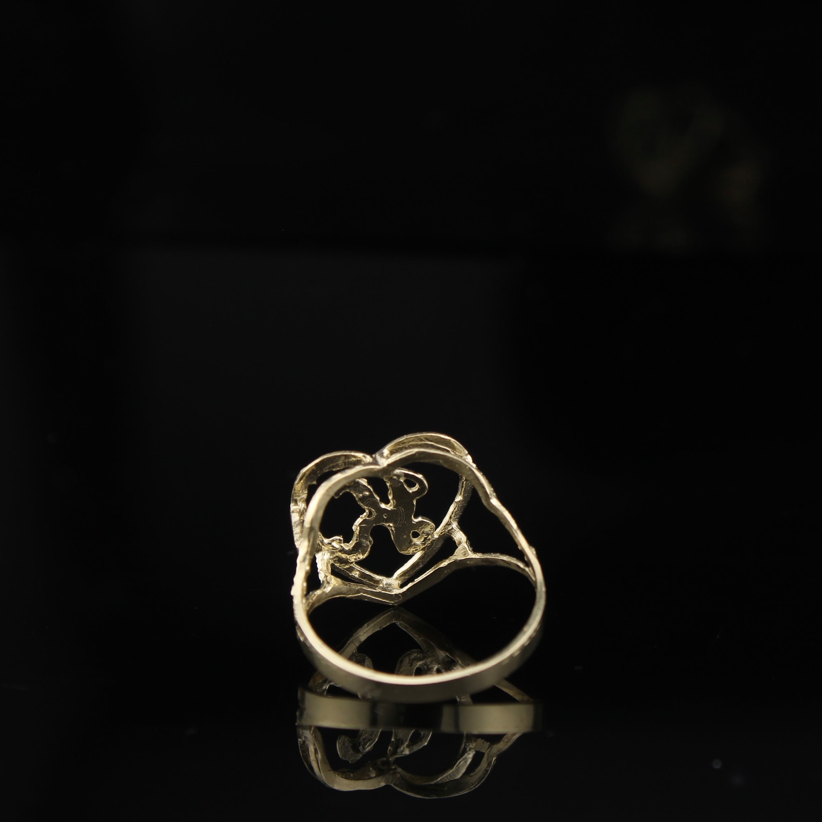10K Gold Heart Initial "K" Ring
