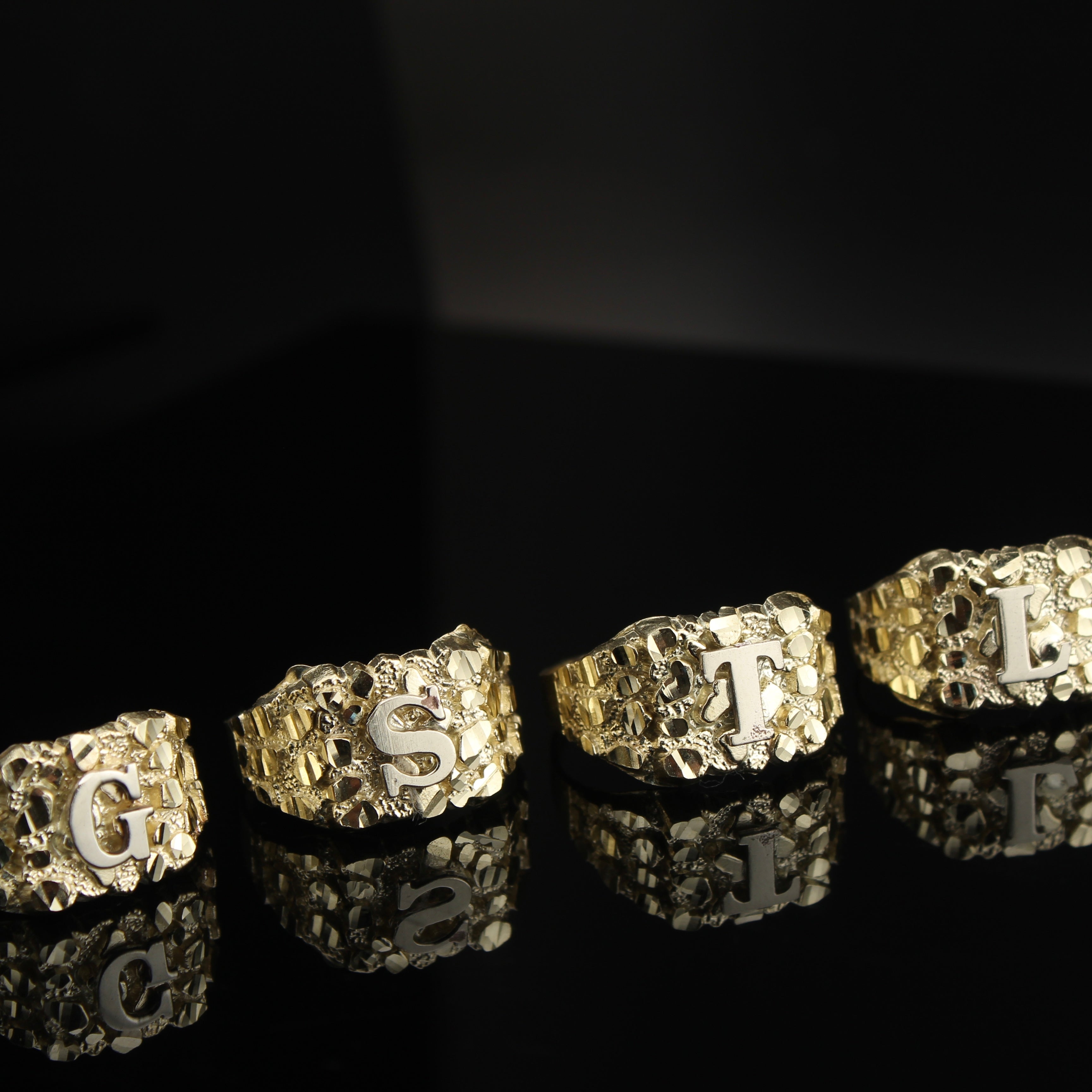 10K Initial Nugget Ring 3.0g