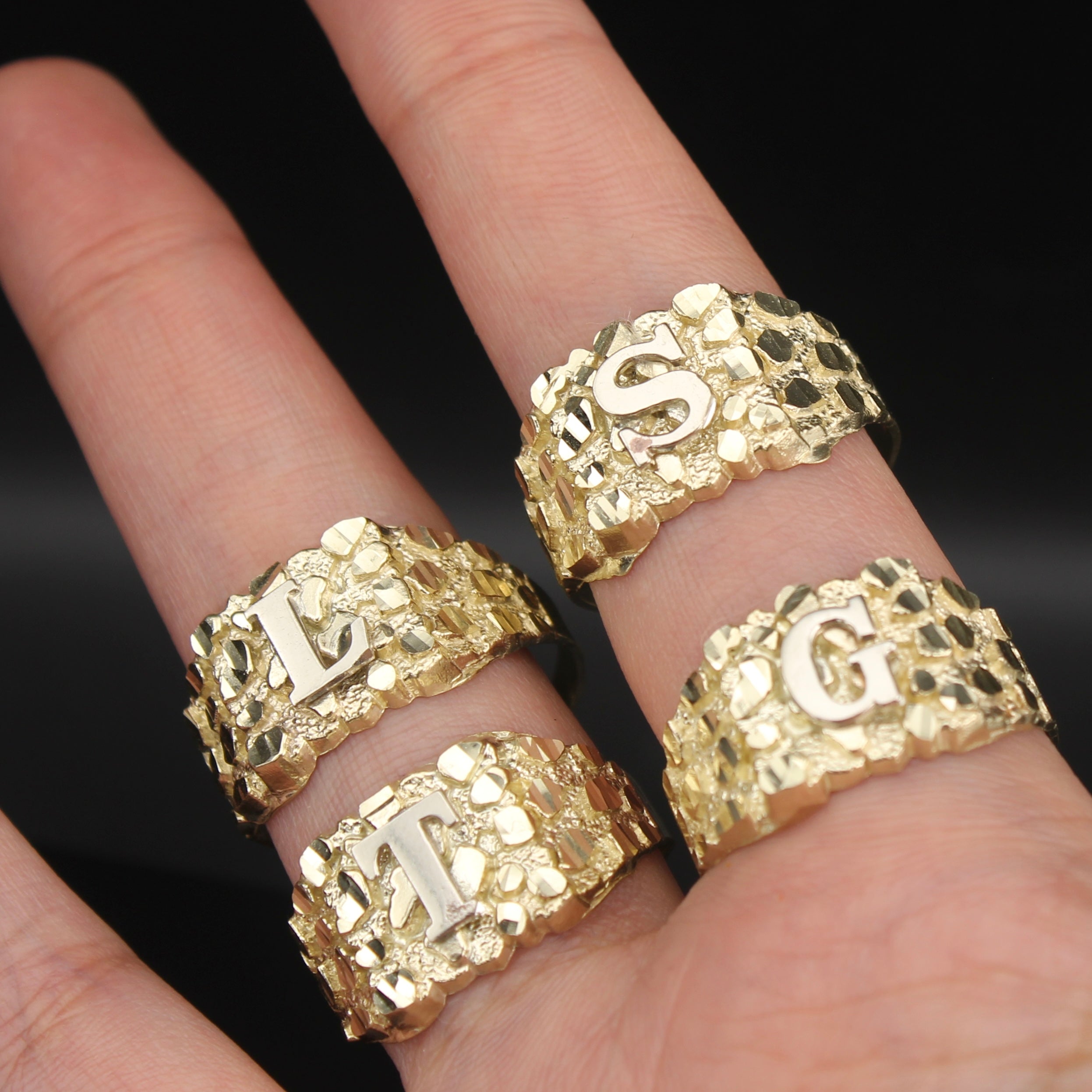 10K Initial Nugget Ring 3.0g