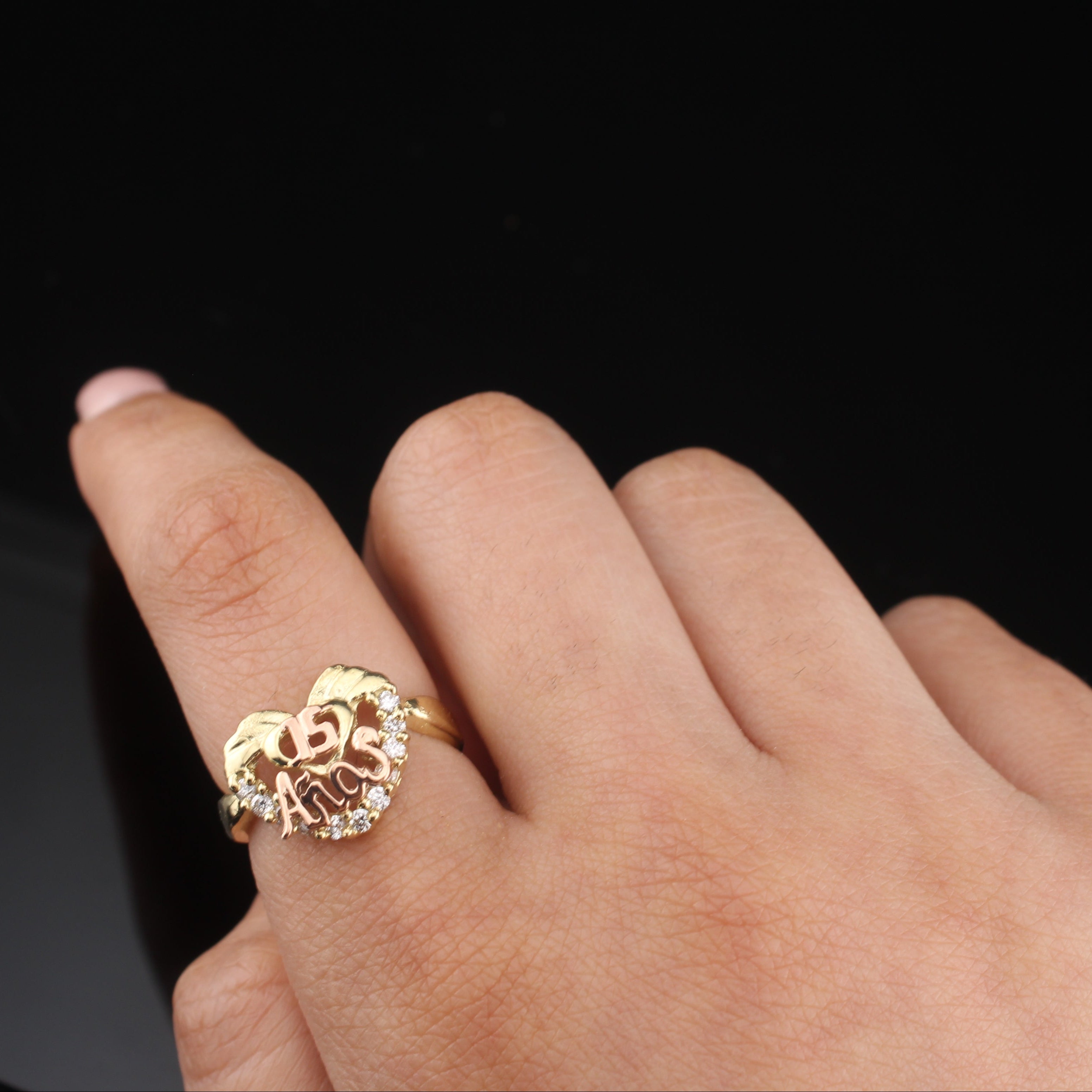 10K Heart Quinceañera Ring 15 Anos