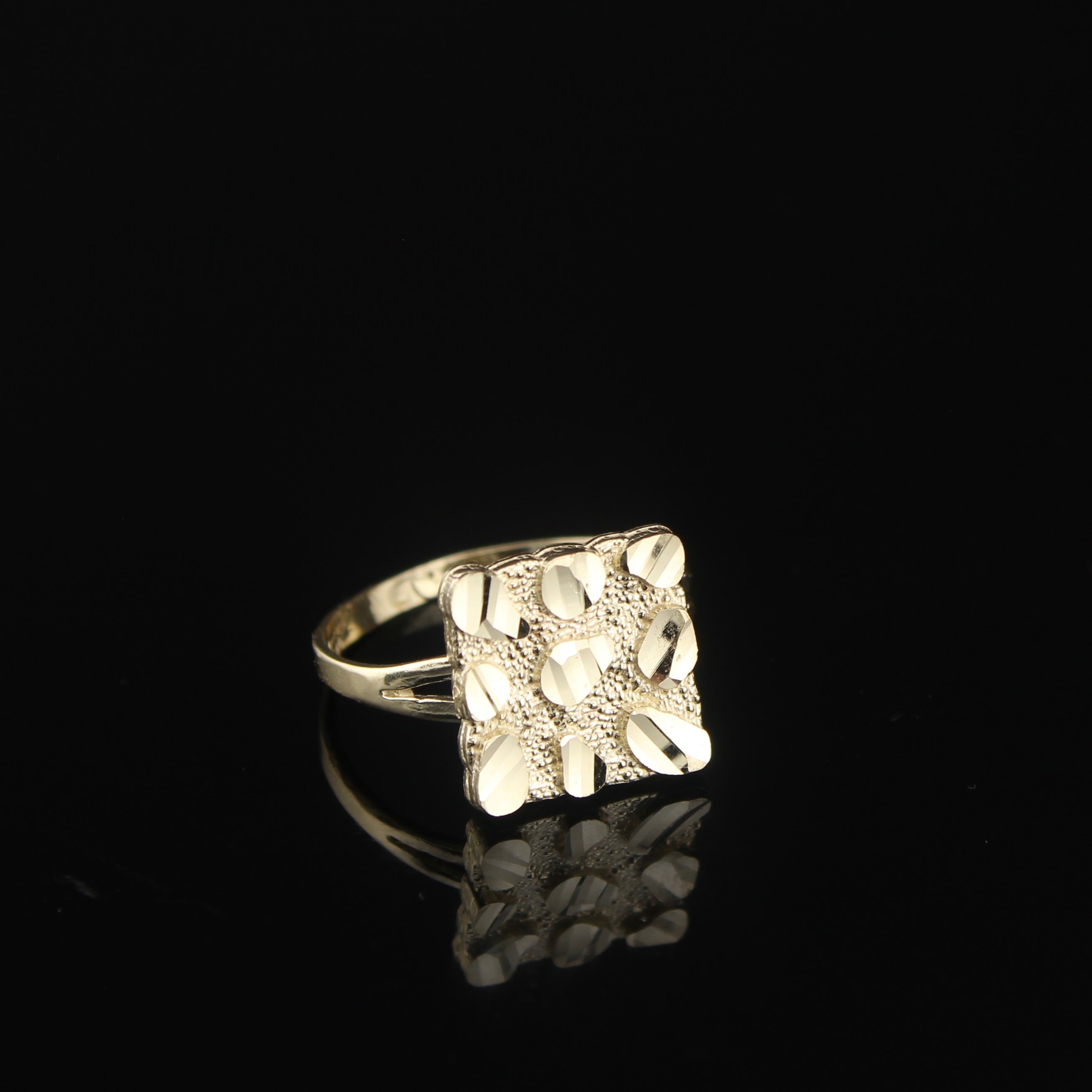 10K Gold Square Nugget Ring