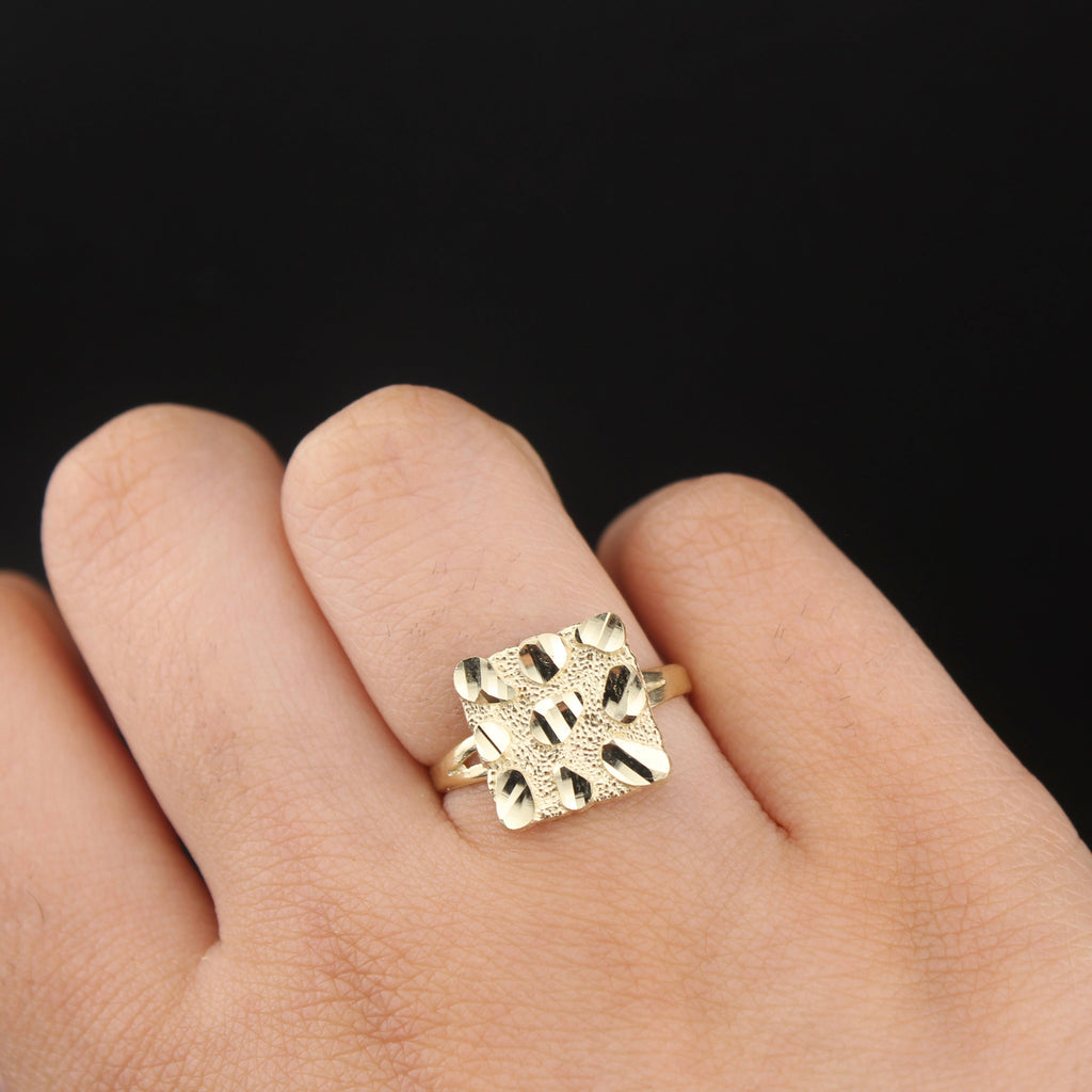 10K Gold Square Nugget Ring