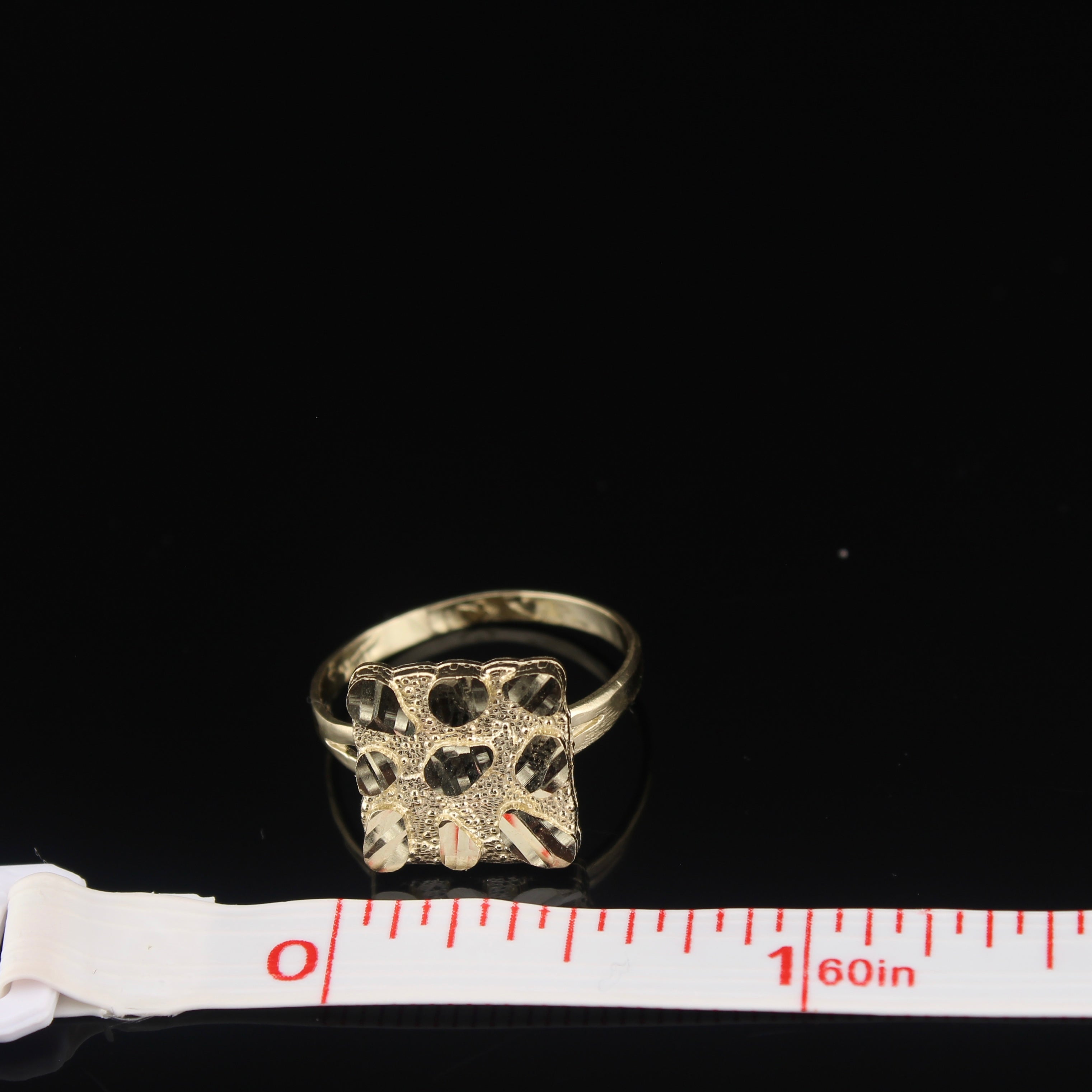 10K Gold Square Nugget Ring