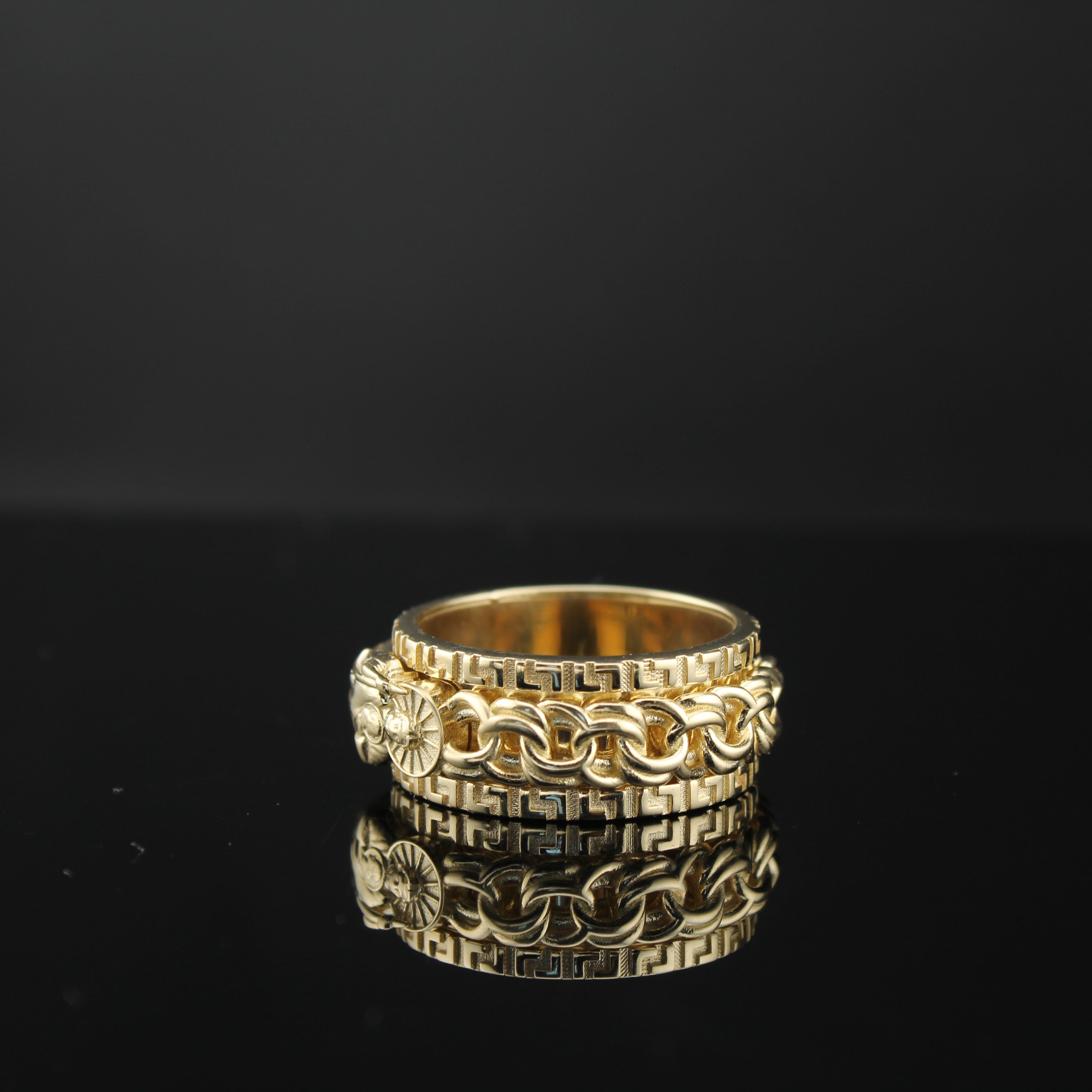 10K Chino Link Rotating Mens Rings Size 10