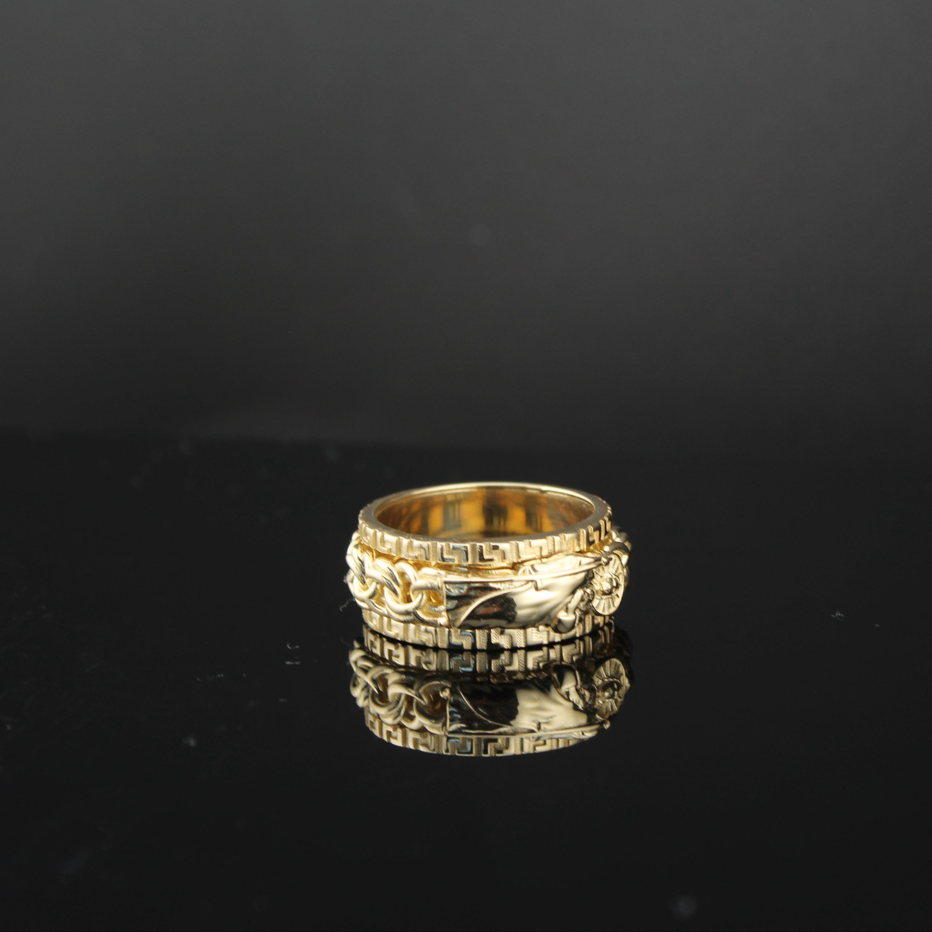 10K Chino Link Rotating Mens Rings Size 10