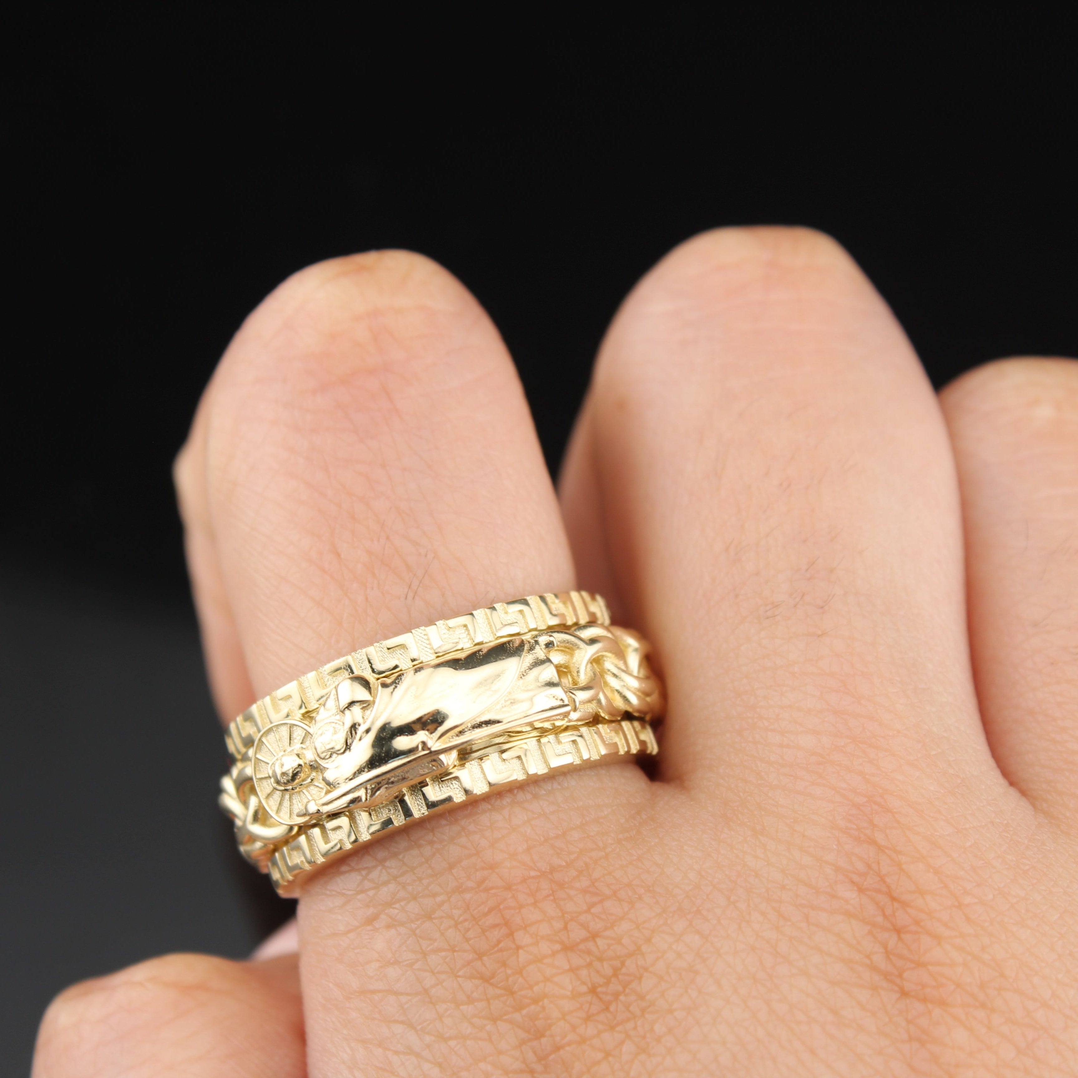 10K Chino Link Rotating Mens Rings Size 10