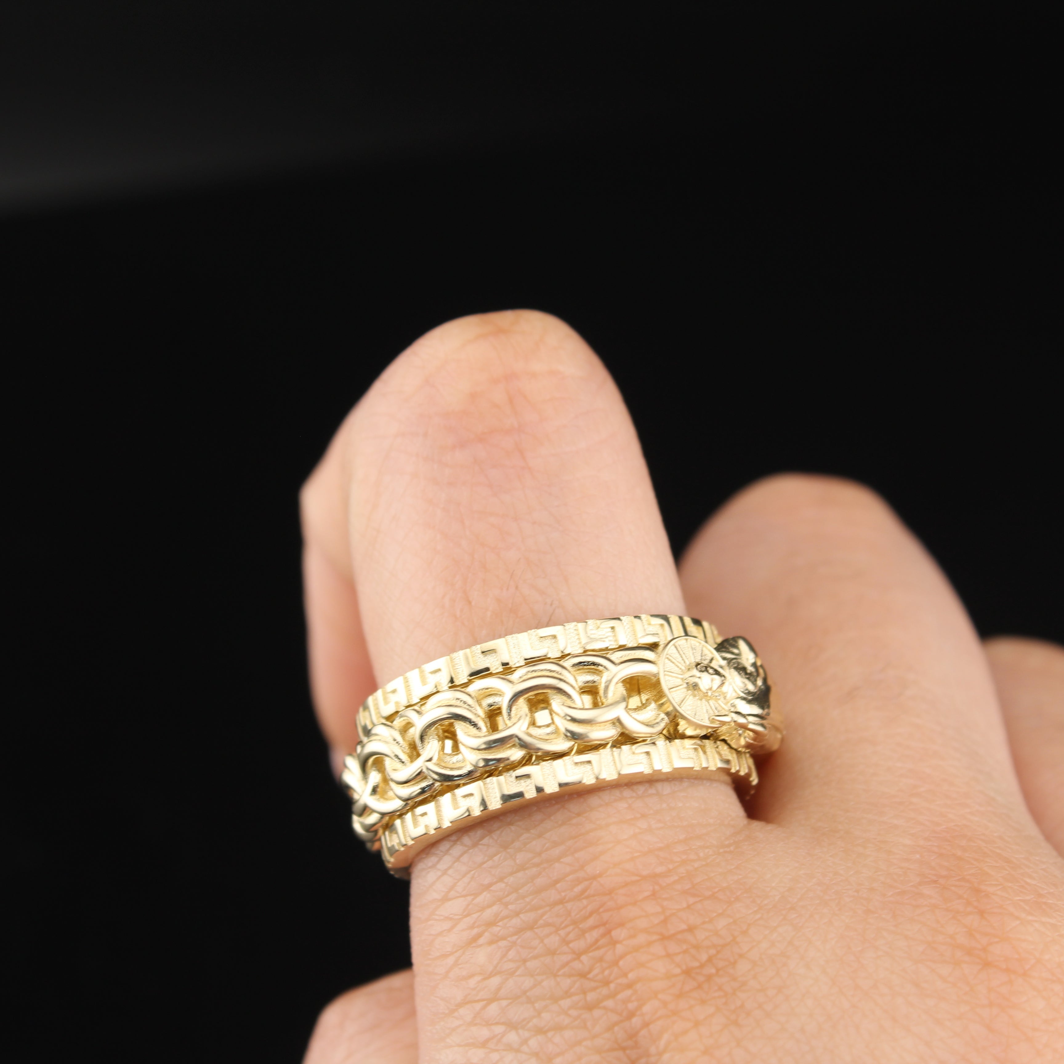 10K Chino Link Rotating Mens Rings Size 10