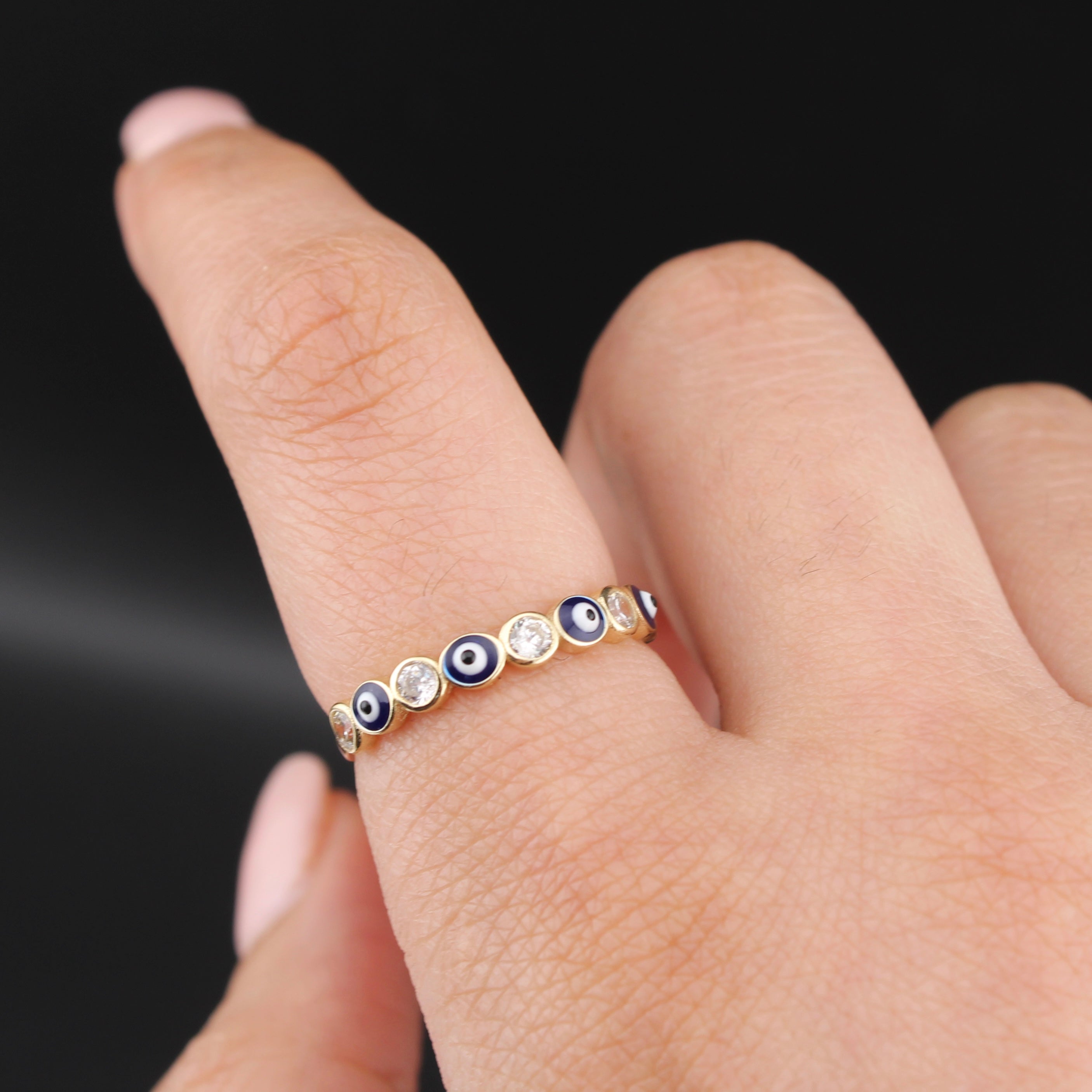 14K Gold  Evil Eye Ring