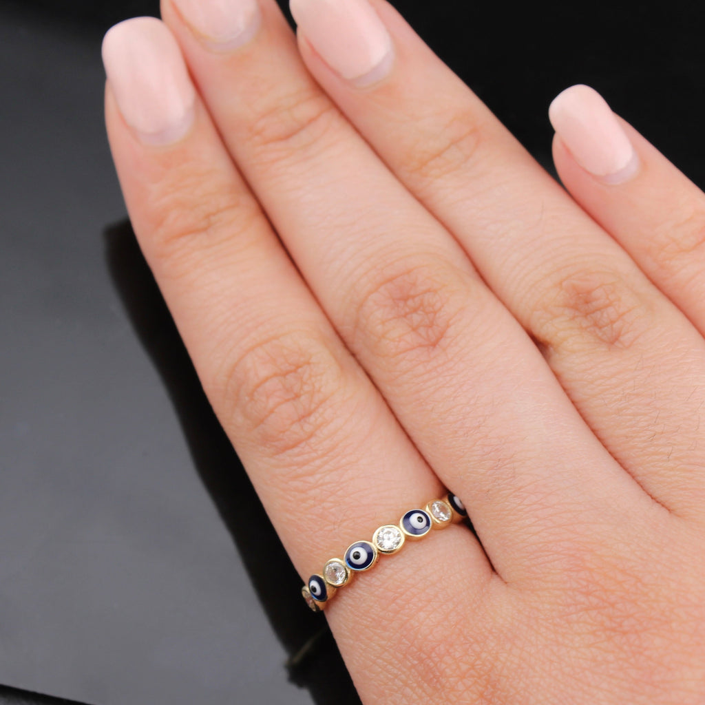 14K Gold  Evil Eye Ring