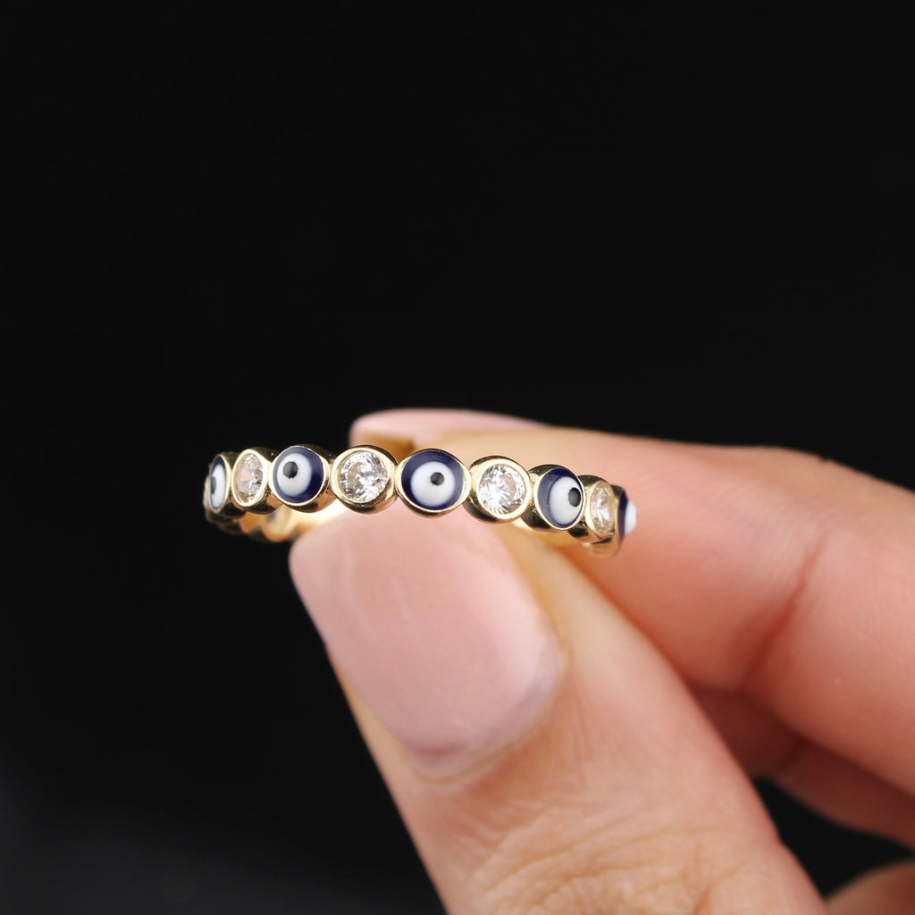 14K Gold  Evil Eye Ring