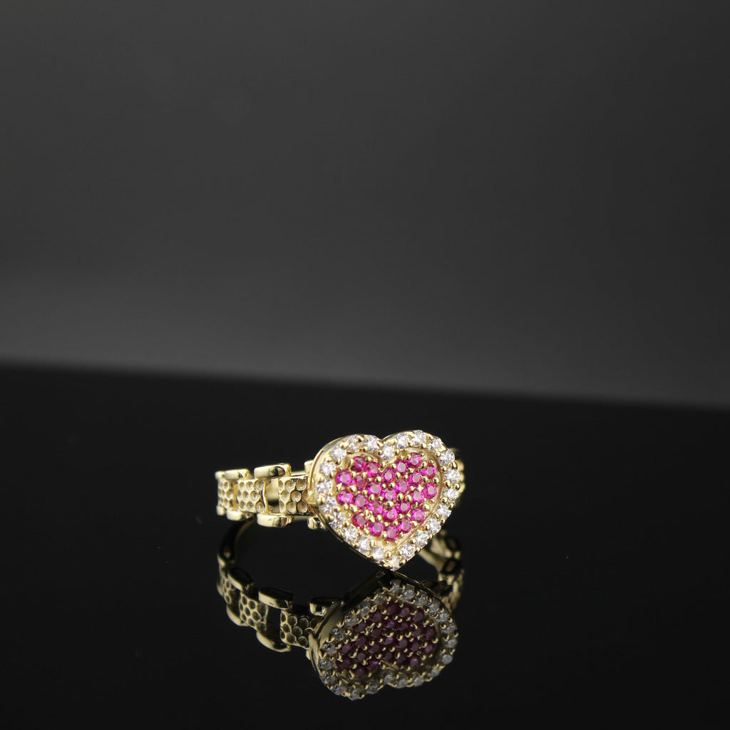 10K Real Gold Pink Heart Ring