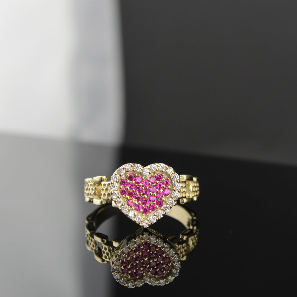 10K Real Gold Pink Heart Ring