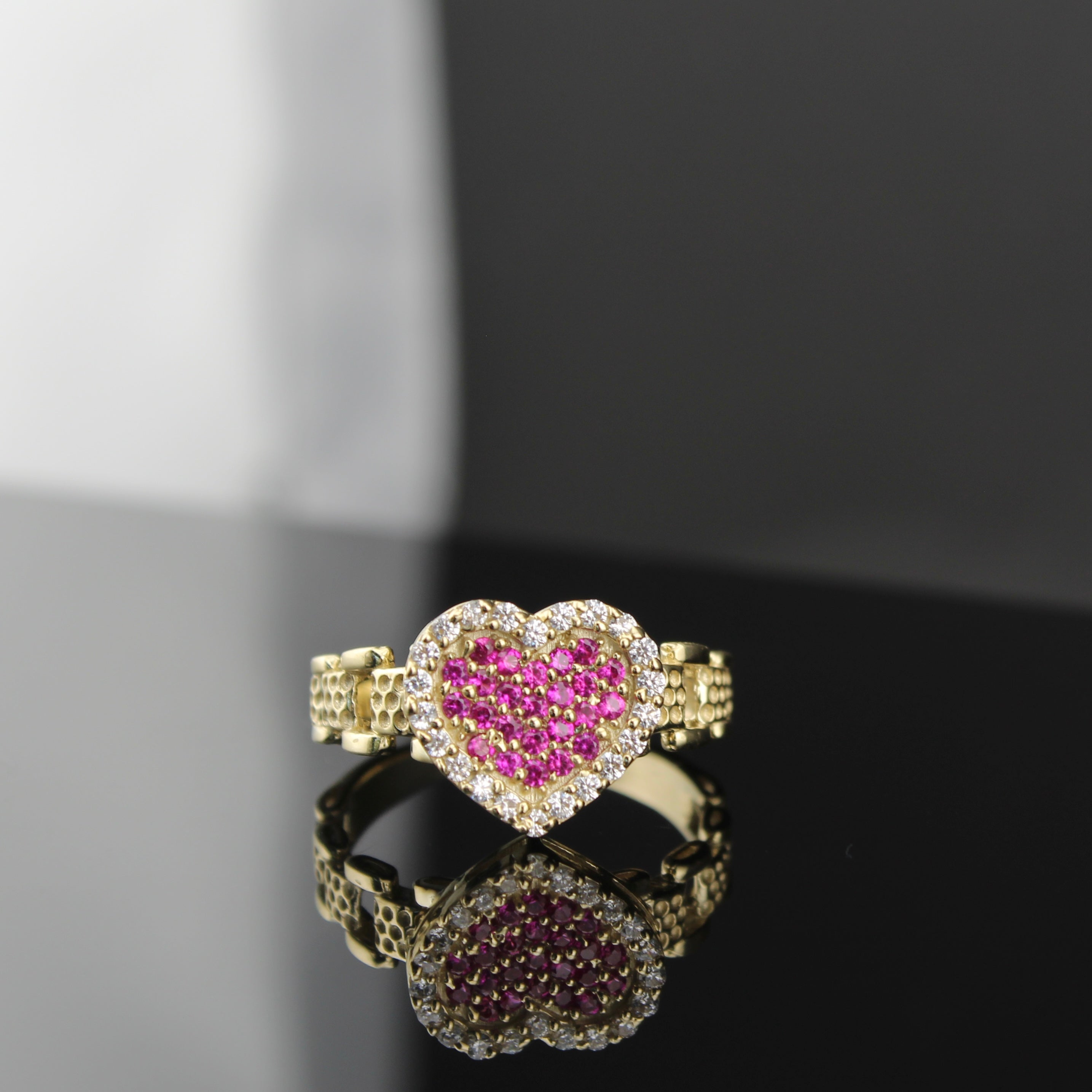 10K Real Gold Pink Heart Ring