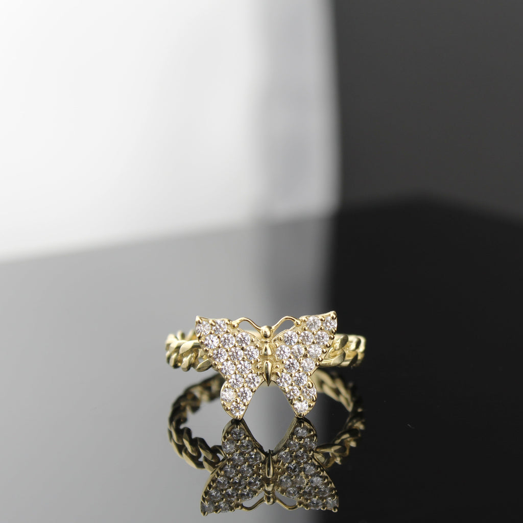 10K Real Gold Butterfly Ring