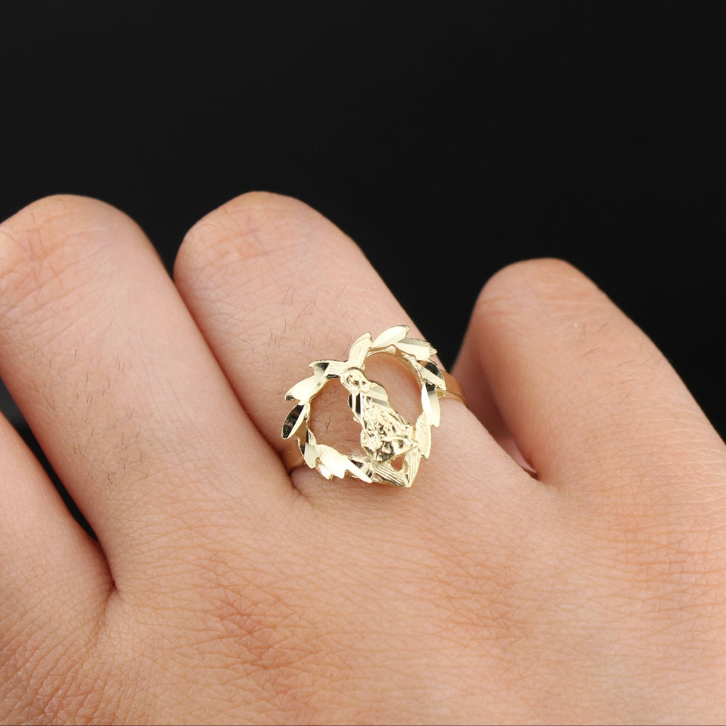 10K Real Gold Virgin Mary Heart Ring