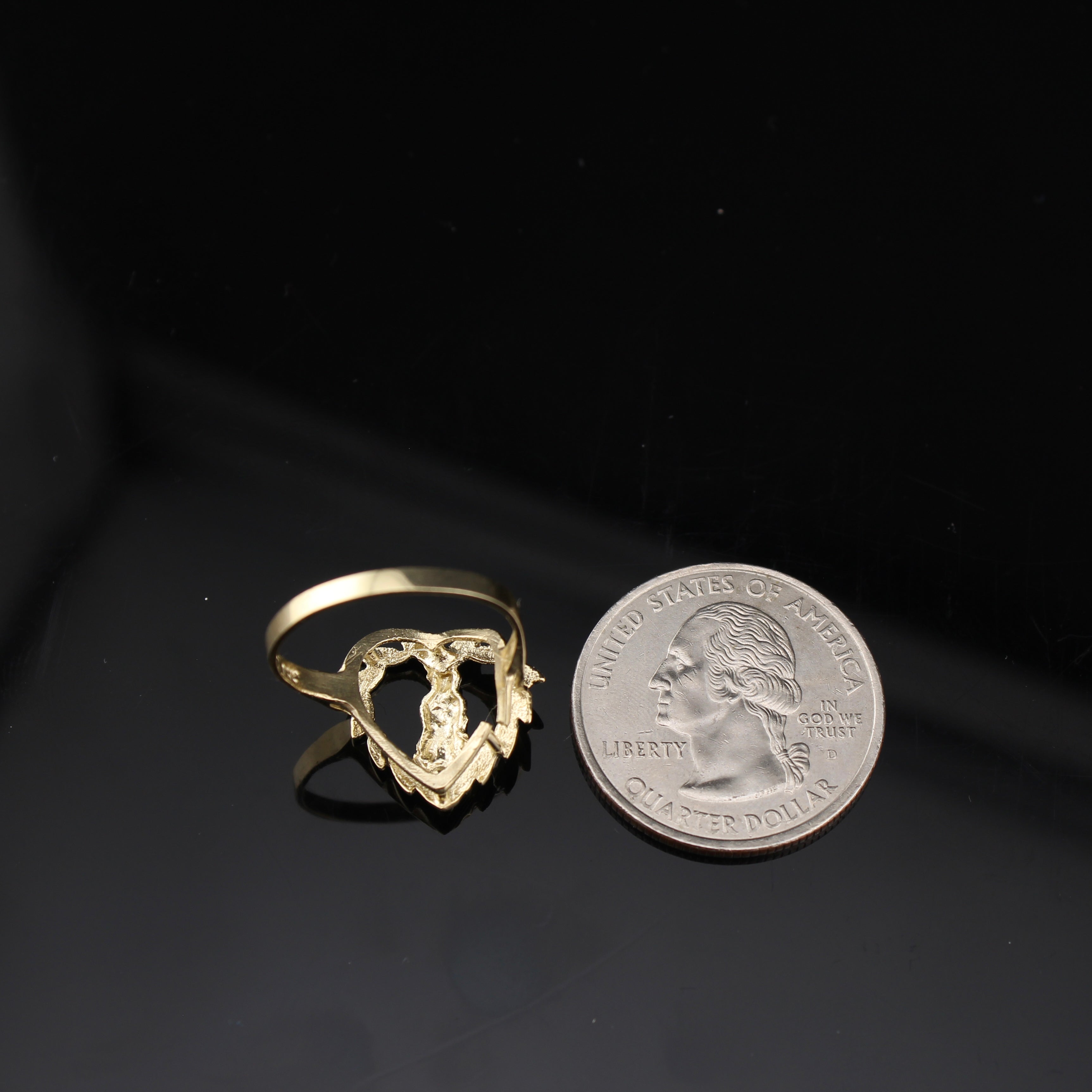 10K Real Gold Virgin Mary Heart Ring