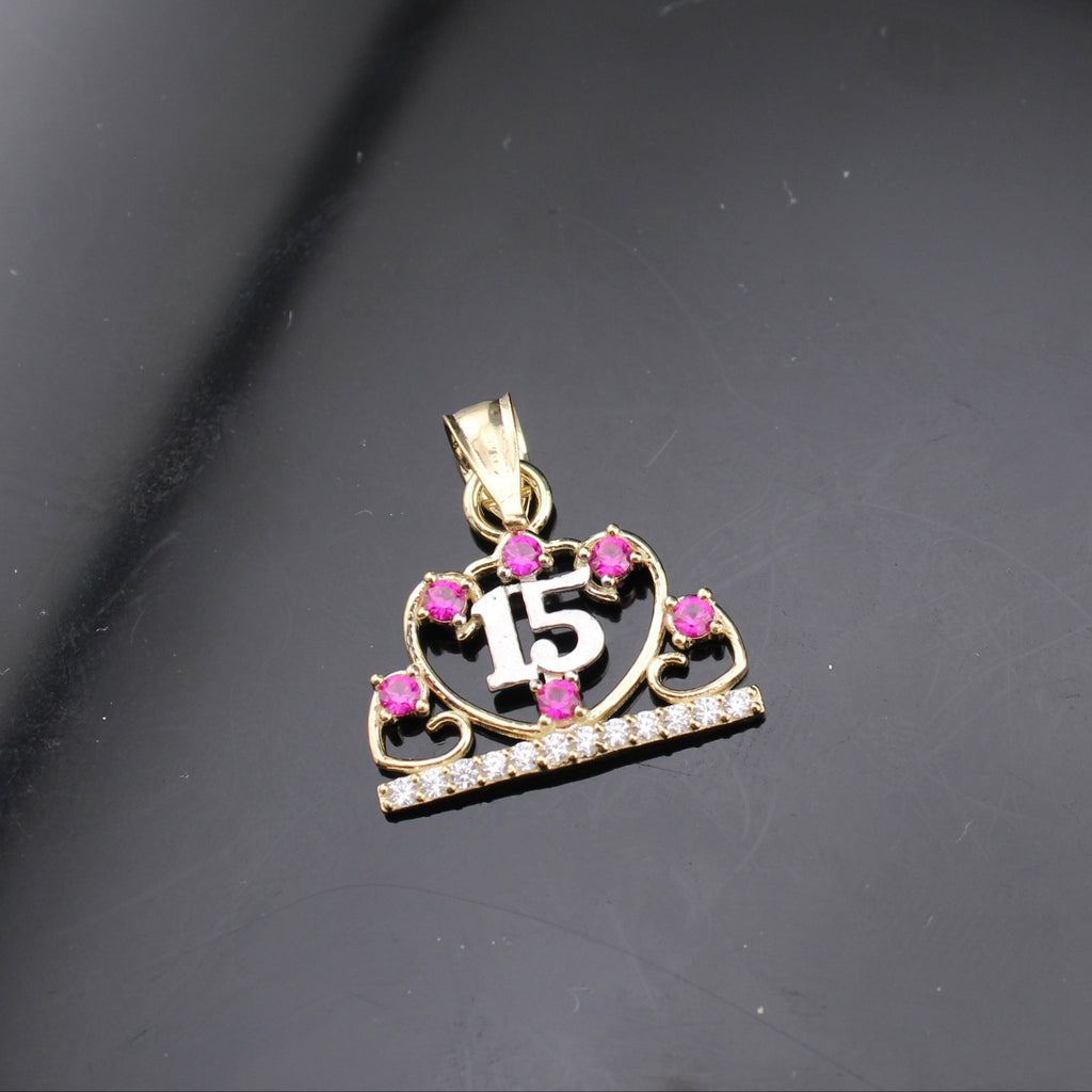 10K Real Gold Quinceañera Crown Pendant