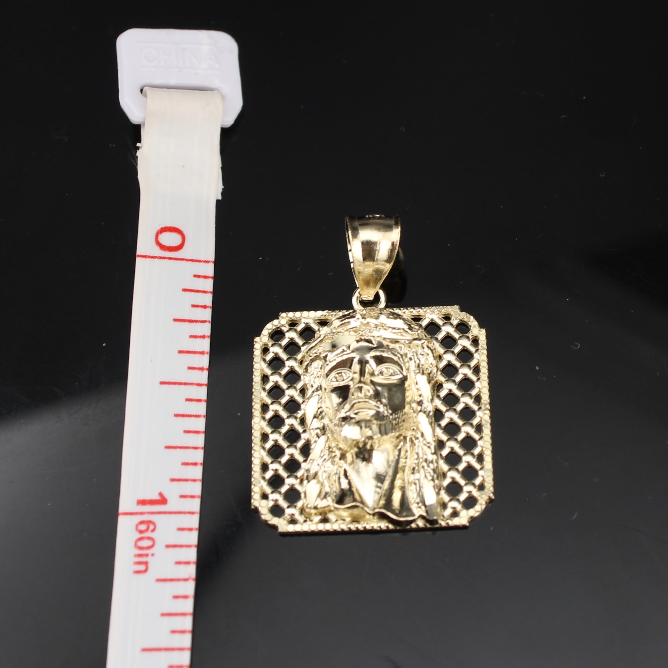 10K Real Gold Jesus Pendant Square