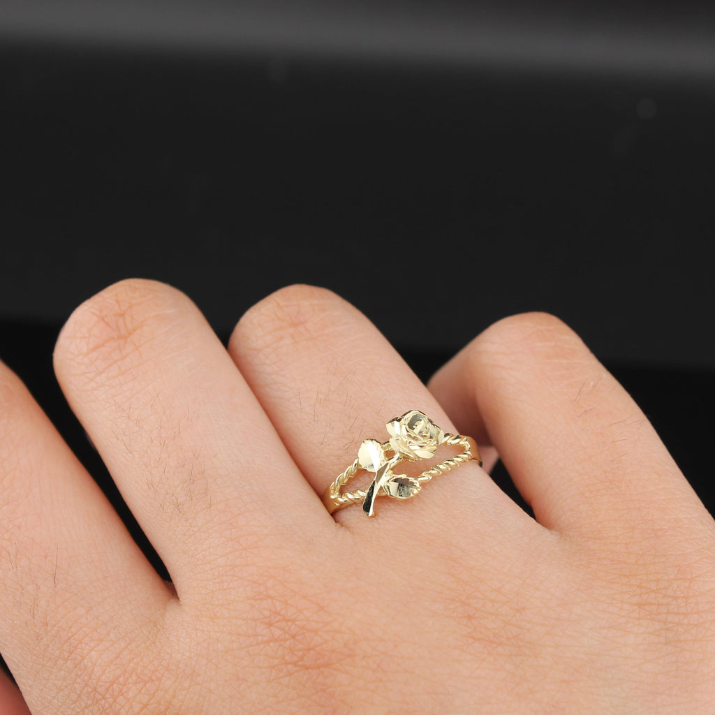 10K Real Gold Rose Ring