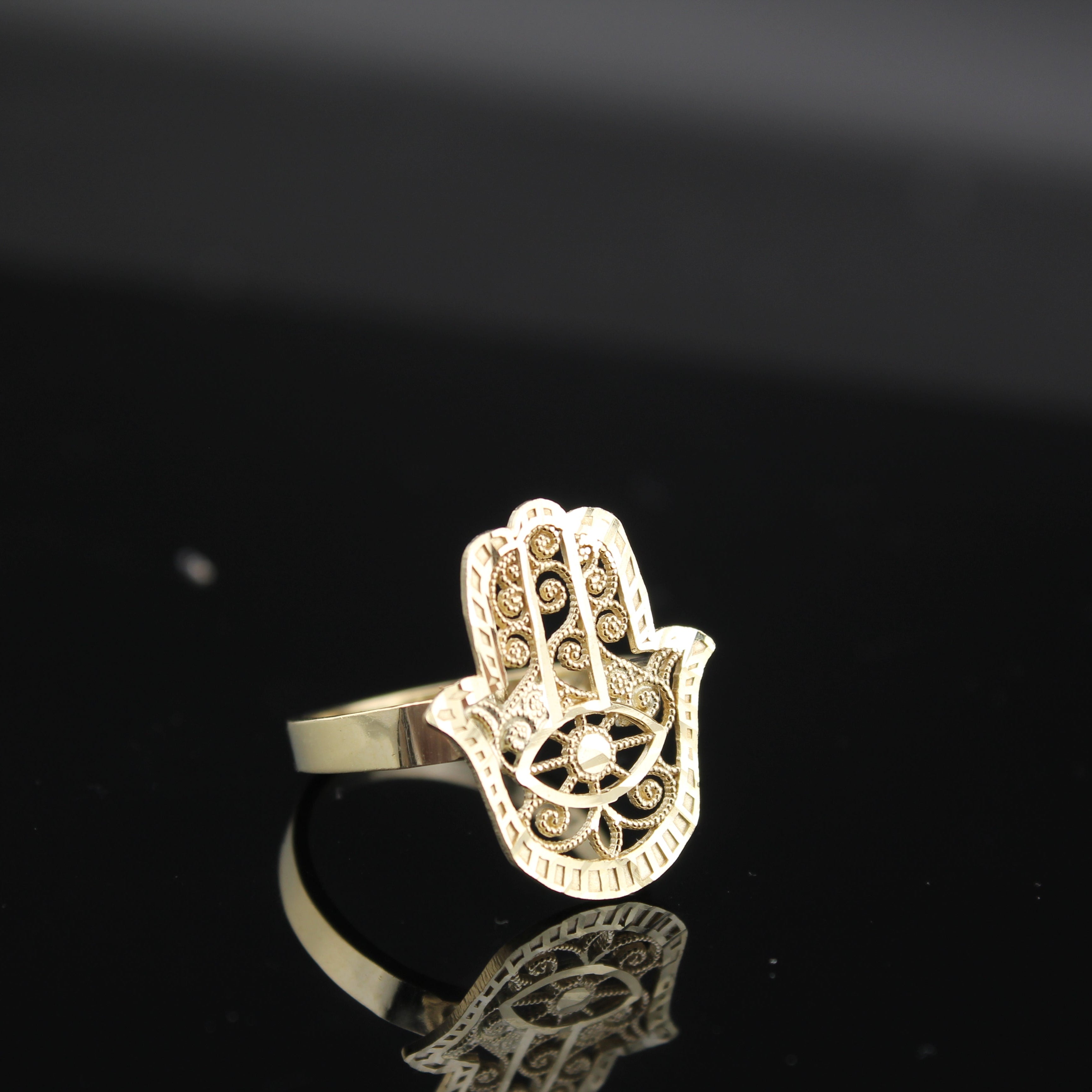 10K Real Gold Hamza Hand Ring