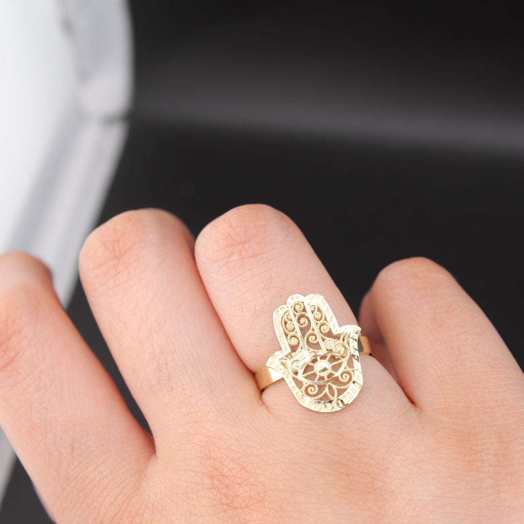 10K Real Gold Hamza Hand Ring