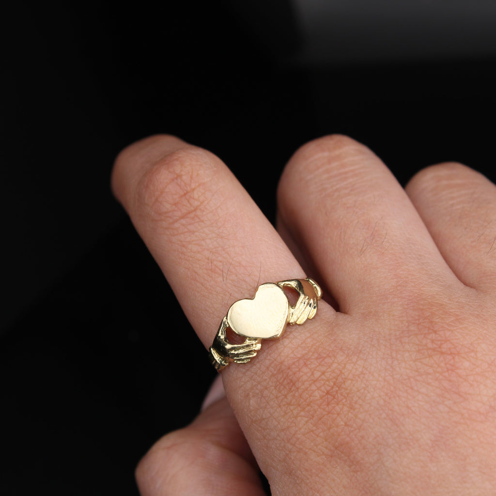 10K Real Gold Claddagh  Heart Ring