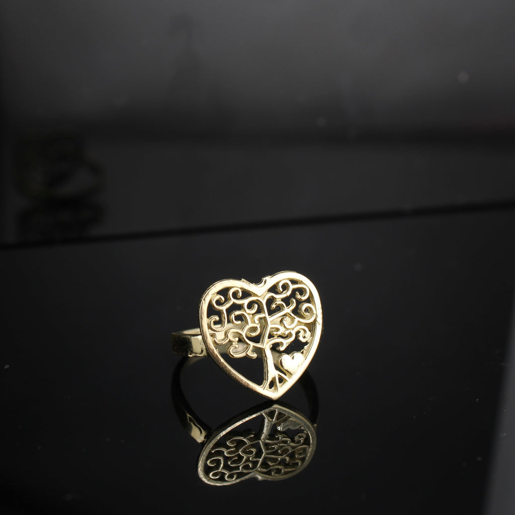 10K Real Gold Tree of Life Heart Ring