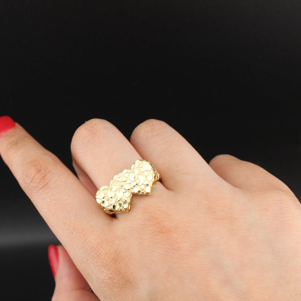 10K Gold Double Heart Nugget Ring
