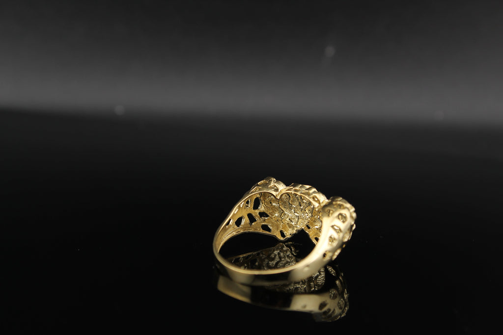 10K Gold Double Heart Nugget Ring