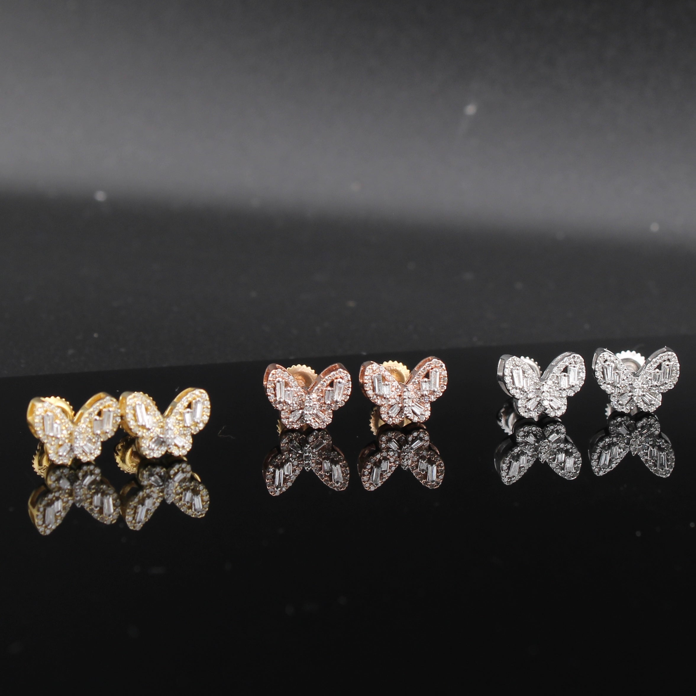 10K Diamond Butterfly Earring Studs 0.30 ctw