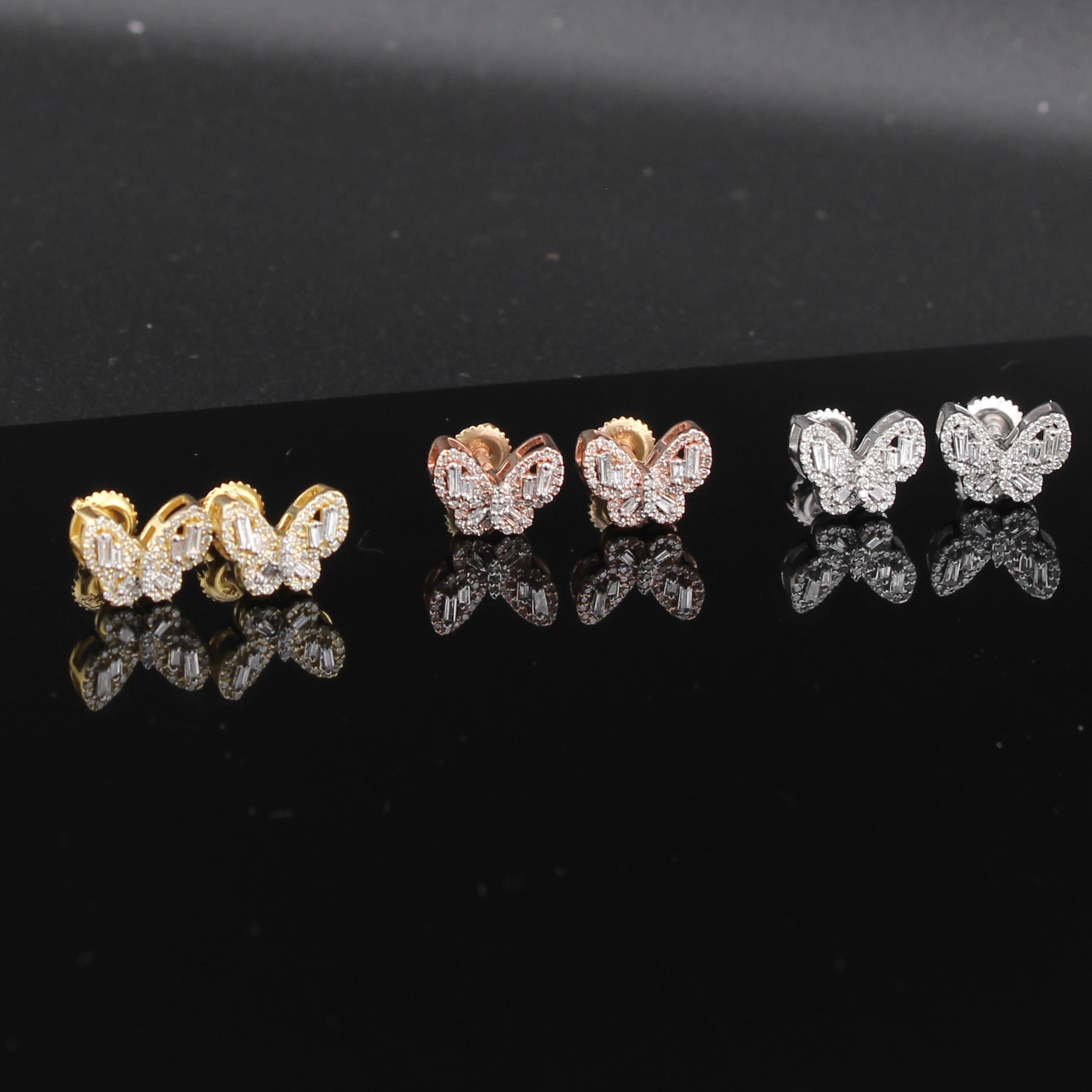 10K Diamond Butterfly Earring Studs 0.30 ctw