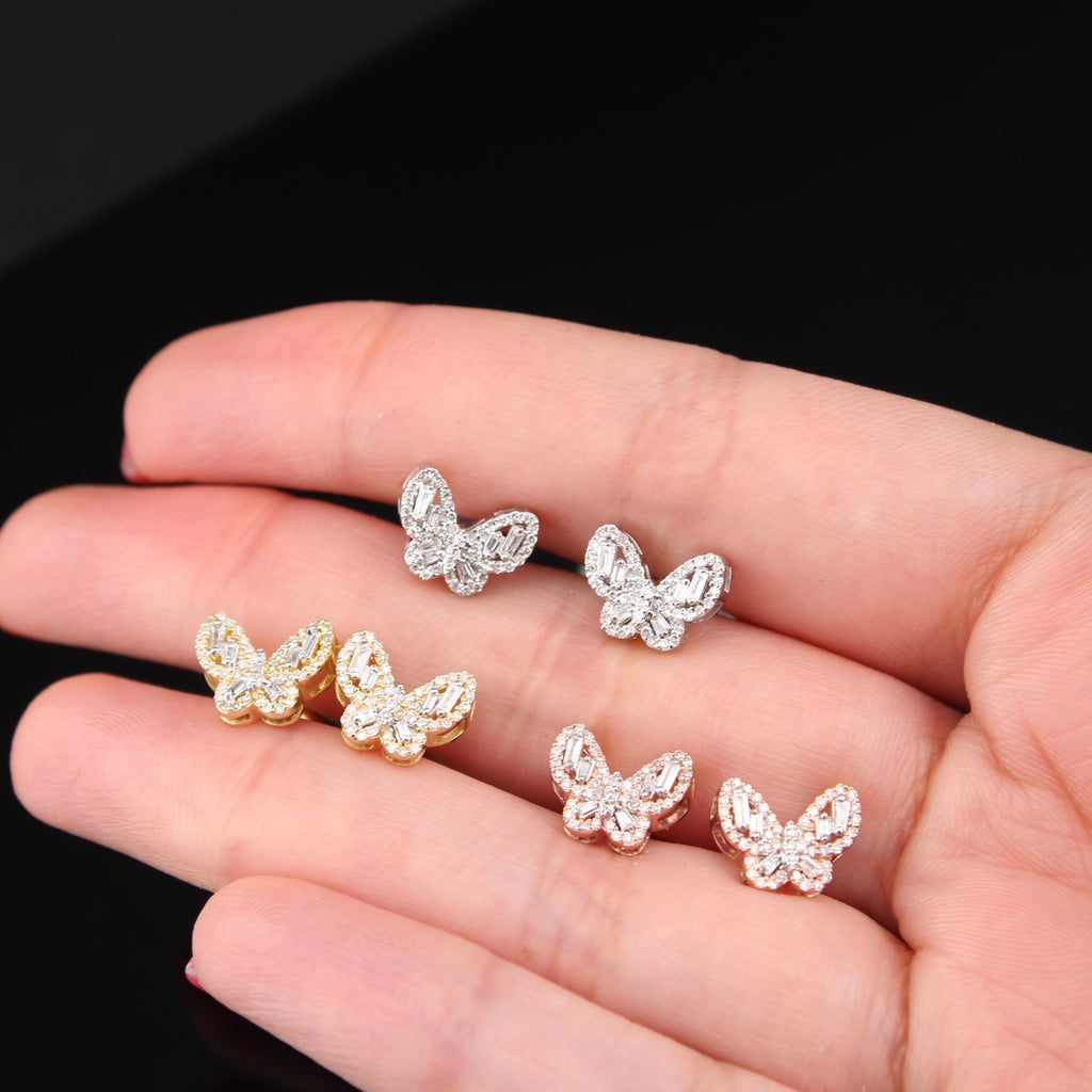 10K Diamond Butterfly Earring Studs 0.30 ctw