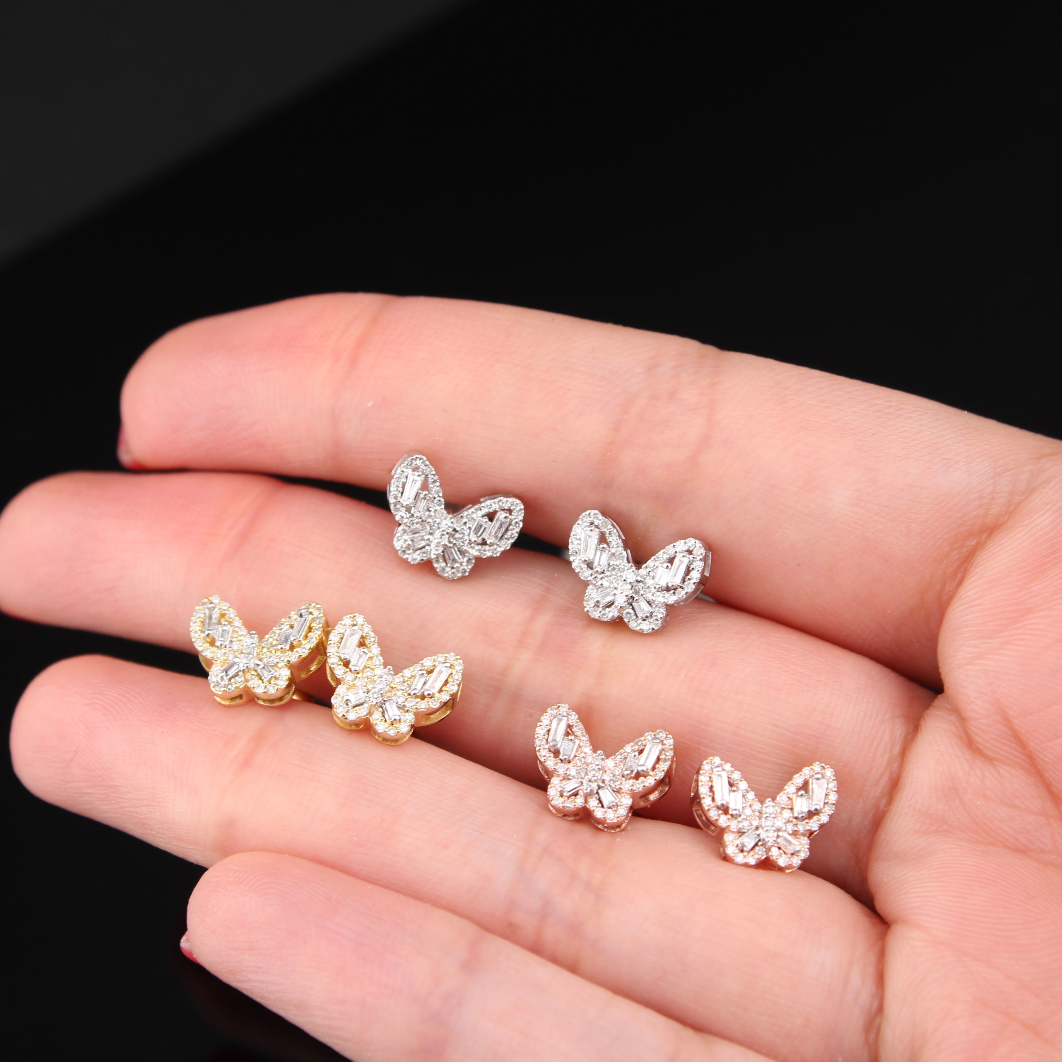 10K Diamond Butterfly Earring Studs 0.30 ctw