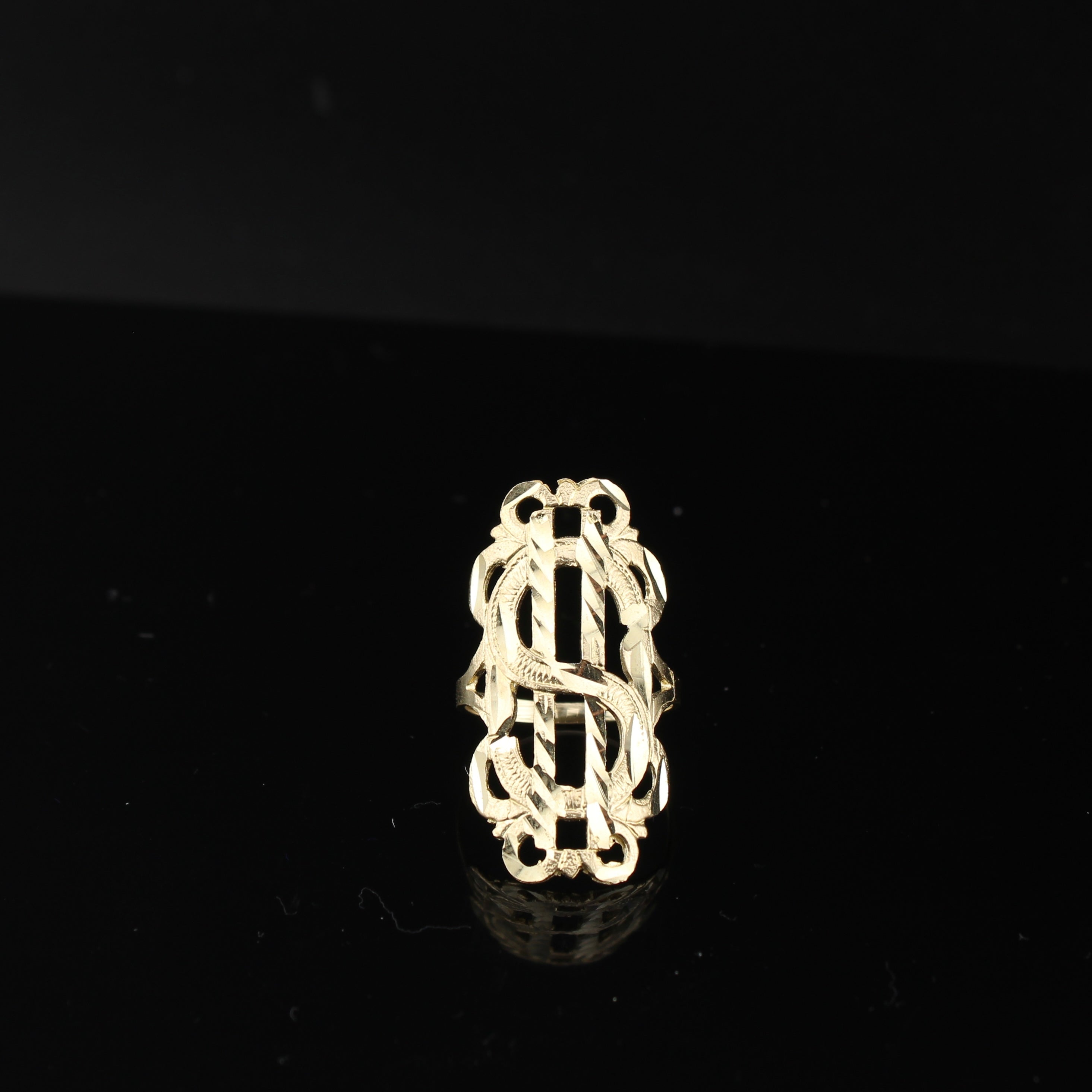 10K Gold Dollar Sign Large Ring