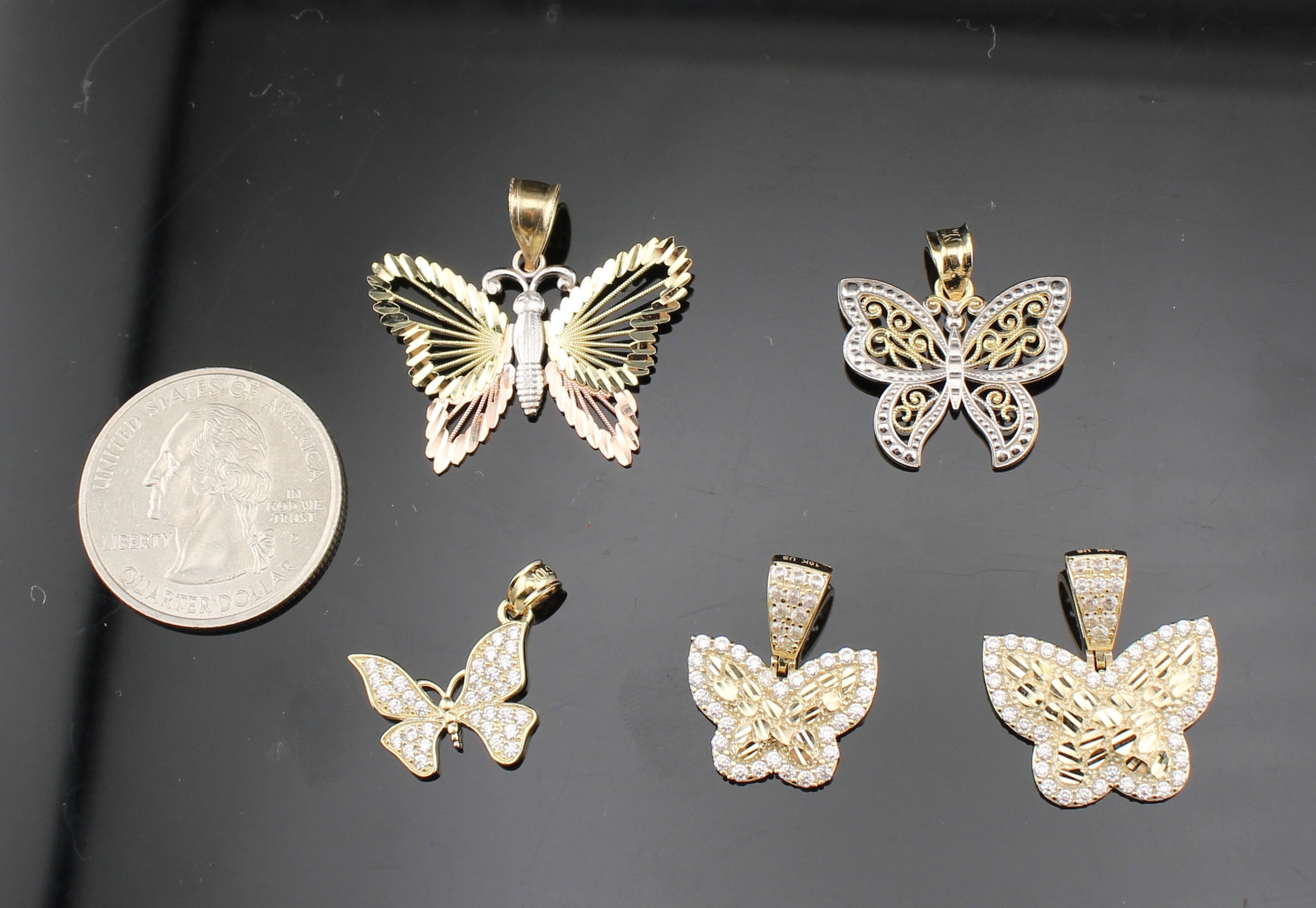 10K Real Gold Butterfly Pendants