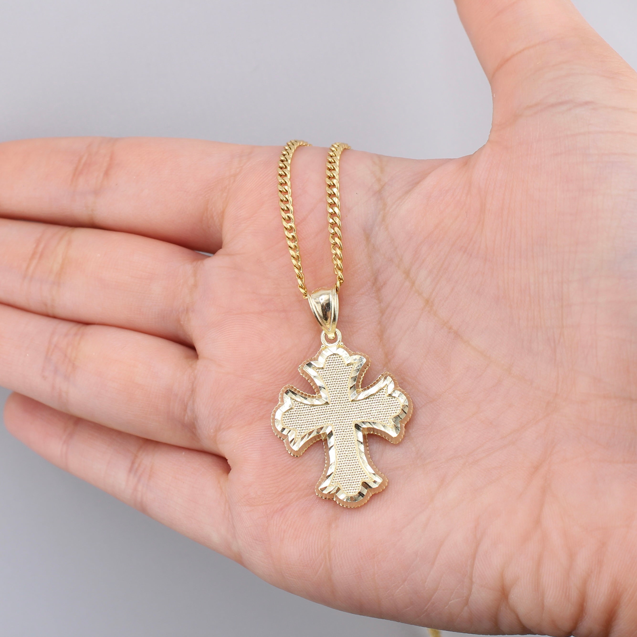 10K Real Gold Men's Cross Pendant