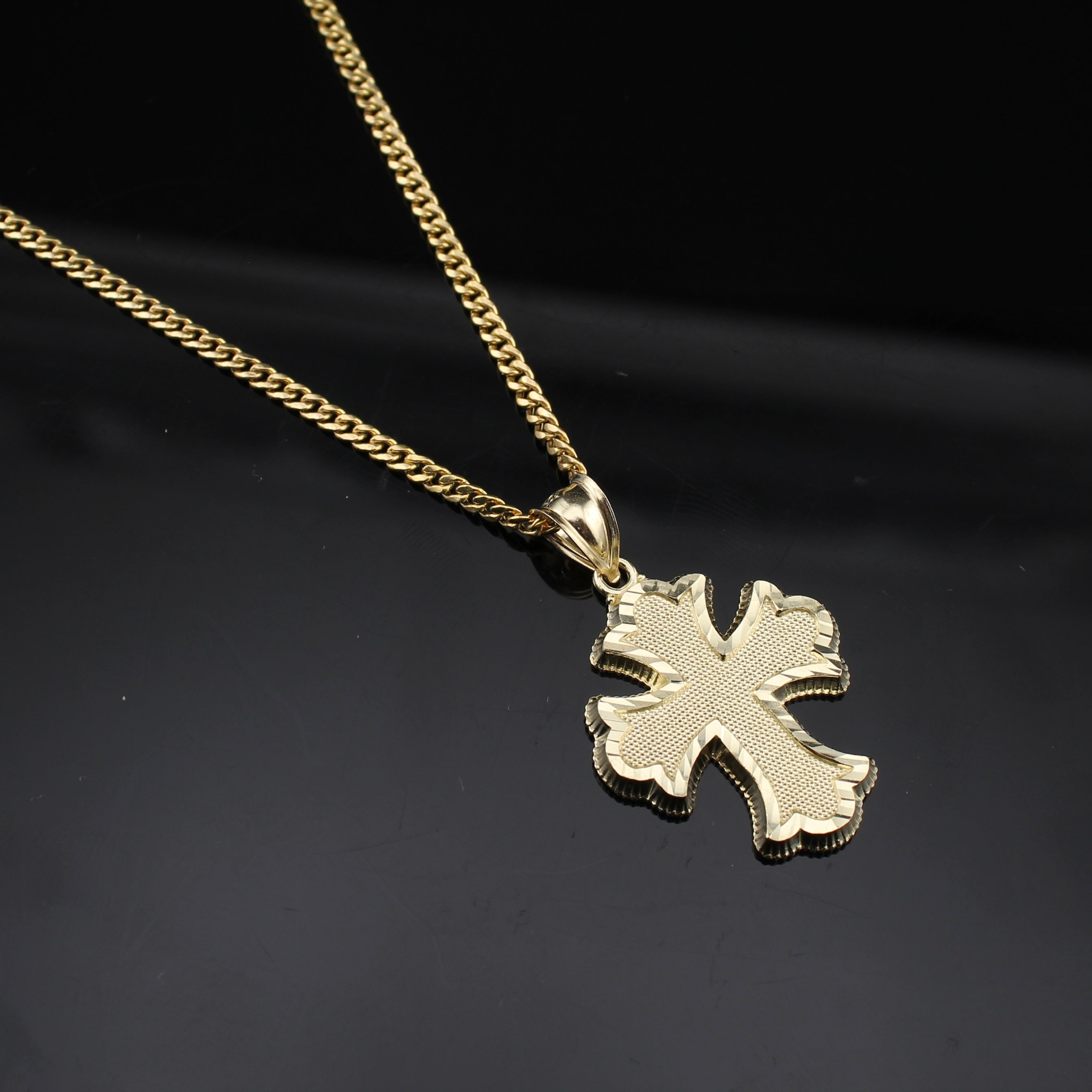 10K Real Gold Men's Cross Pendant