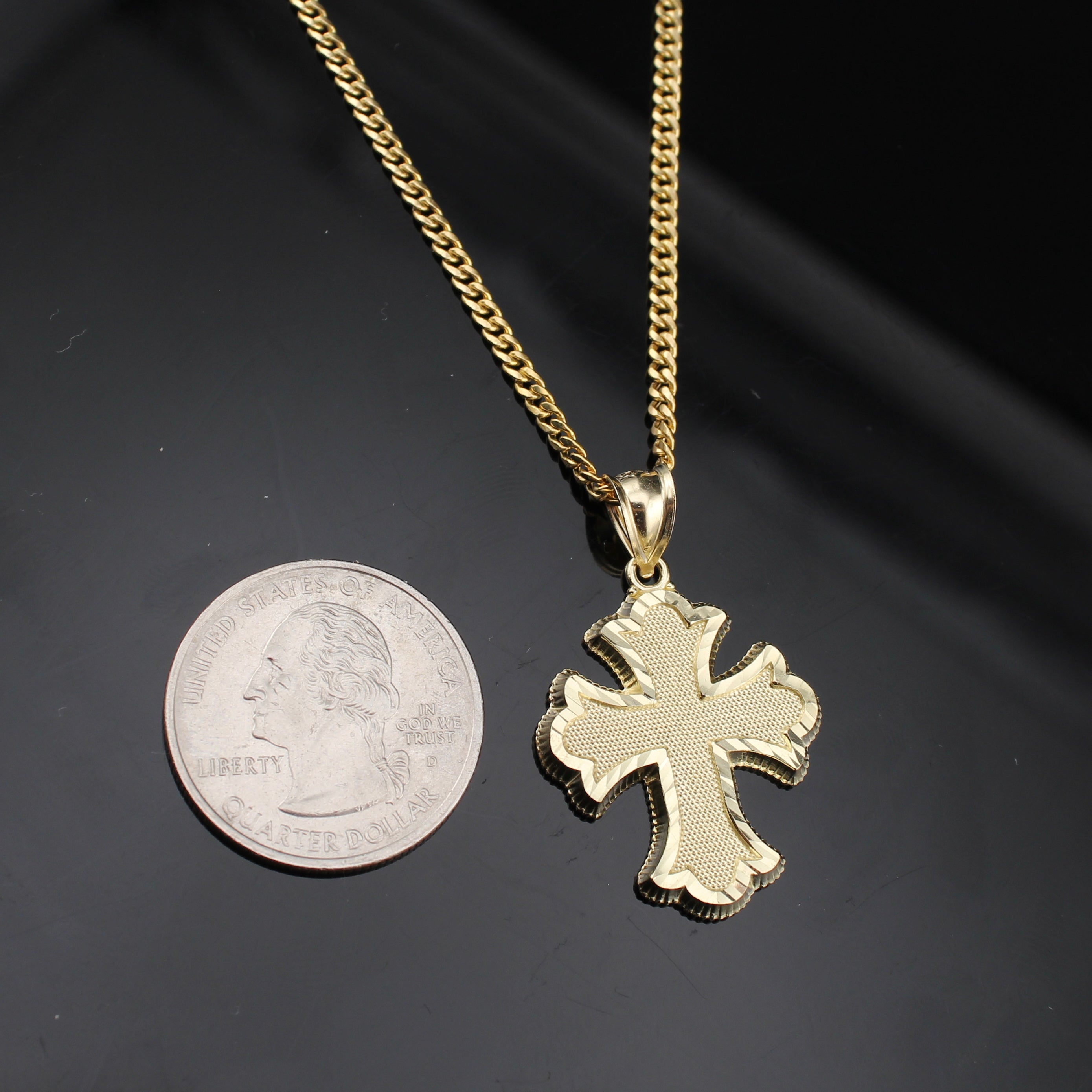 10K Real Gold Men's Cross Pendant