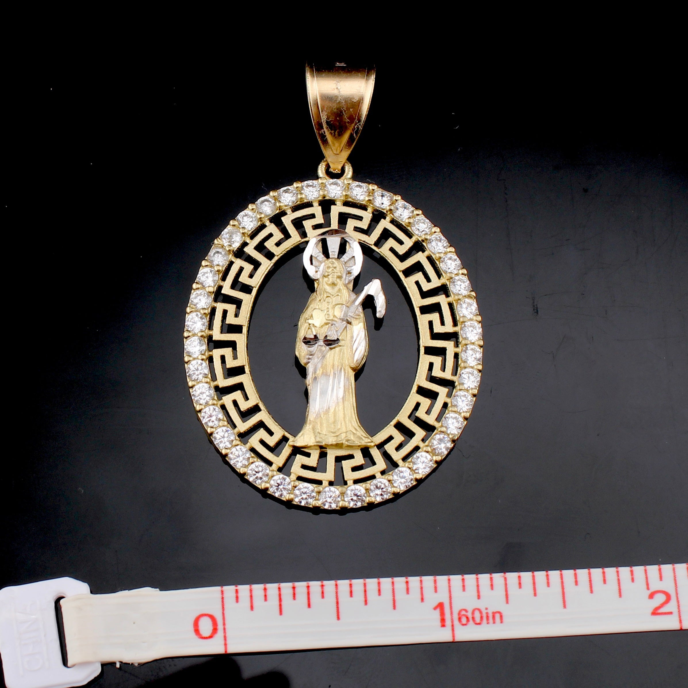 10K Real Gold Santa Muerte Pendant